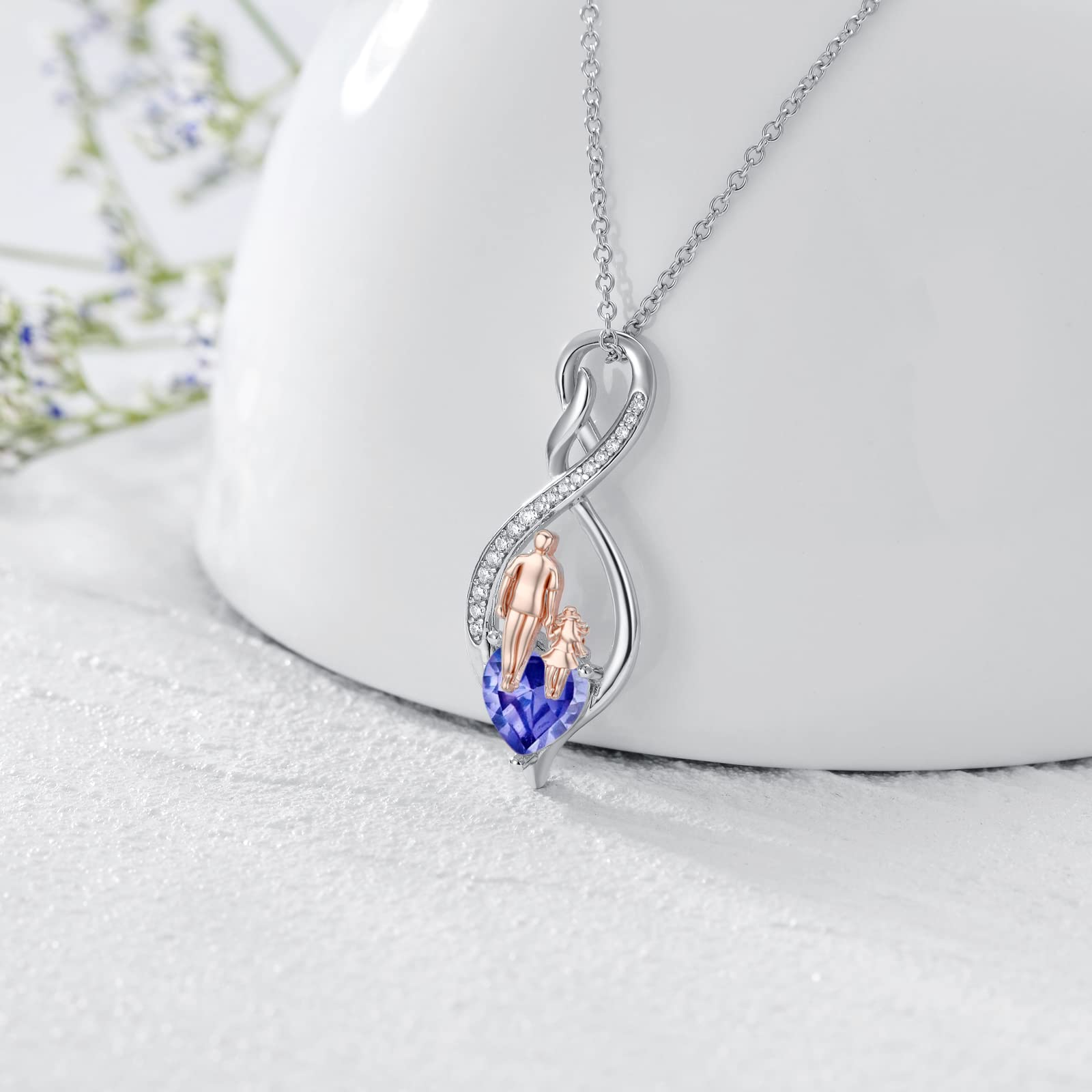 Collar para hija de Papá Mum de plata de ley para padre e hija, colgante de corazón infinito para hija, Plata esterlina