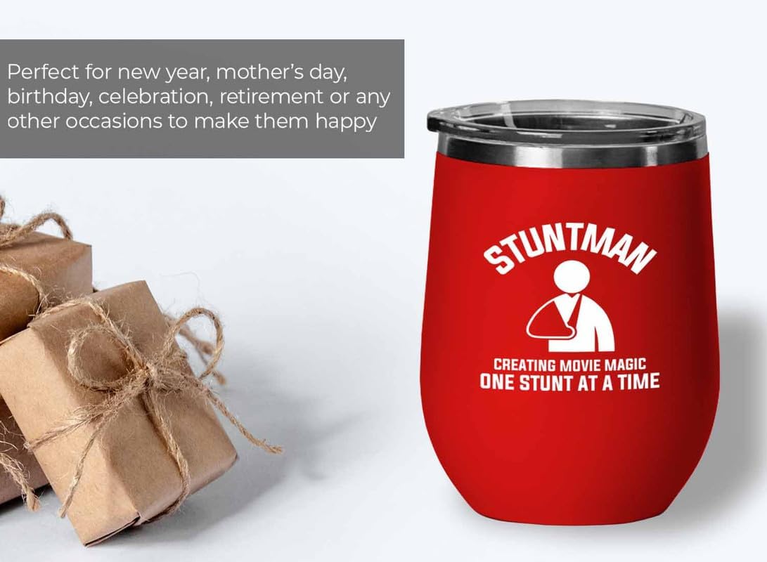 Stuntman Red Edition Wine Tumbler 12oz - Stuntman Creating movie - Stunt performer training Film choreography Actor Talent Work image 5