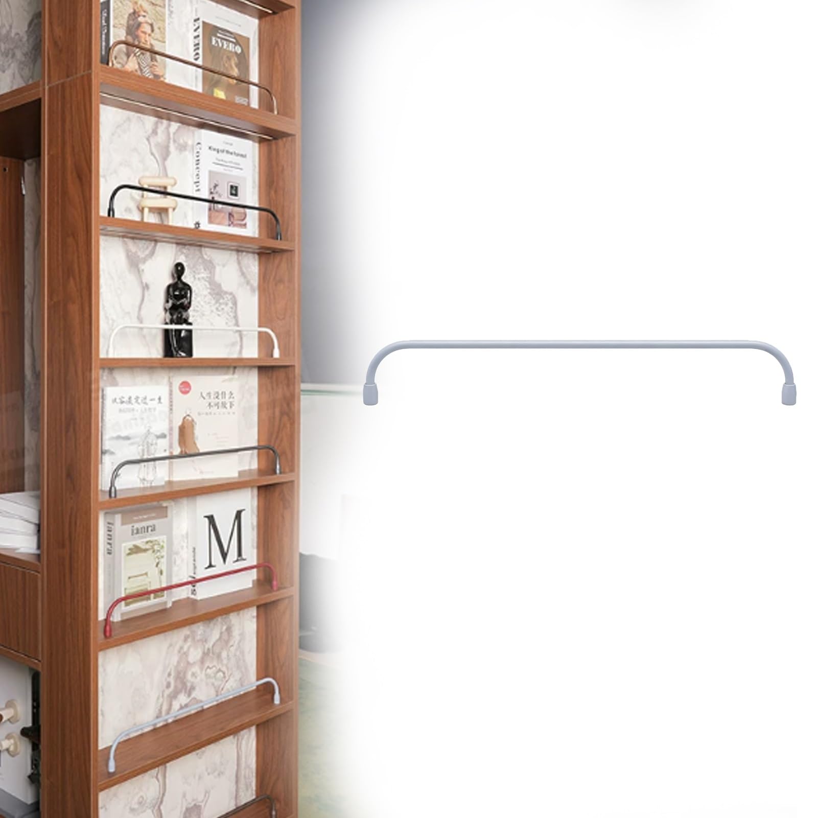 Minglez Blue Gallery Rail For Shelves Gallery Shelf Rail For Bookshelves/Bookcase, Customizable Tipping Rail Bar Set For Kitchen Cabinet Shelves, White/Gold Shelf Rails For Shelves(,5Inch/13Cm)