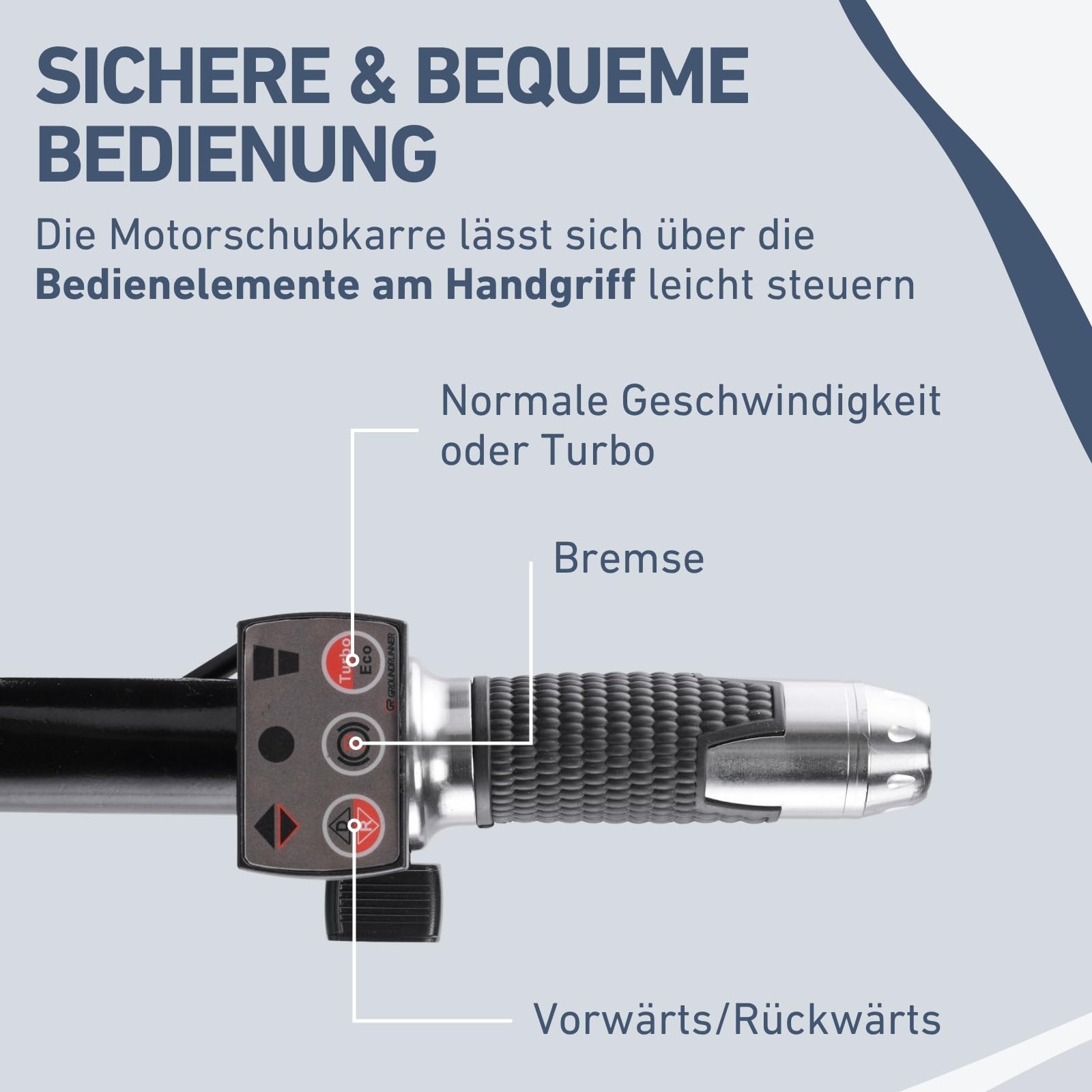 Elektrische Schubkarre mit Akku, 80L Mulde, 150kg Traglast, leistungsstarker 500W Motor durch 40V Li-ion Akku mit 6000mAh