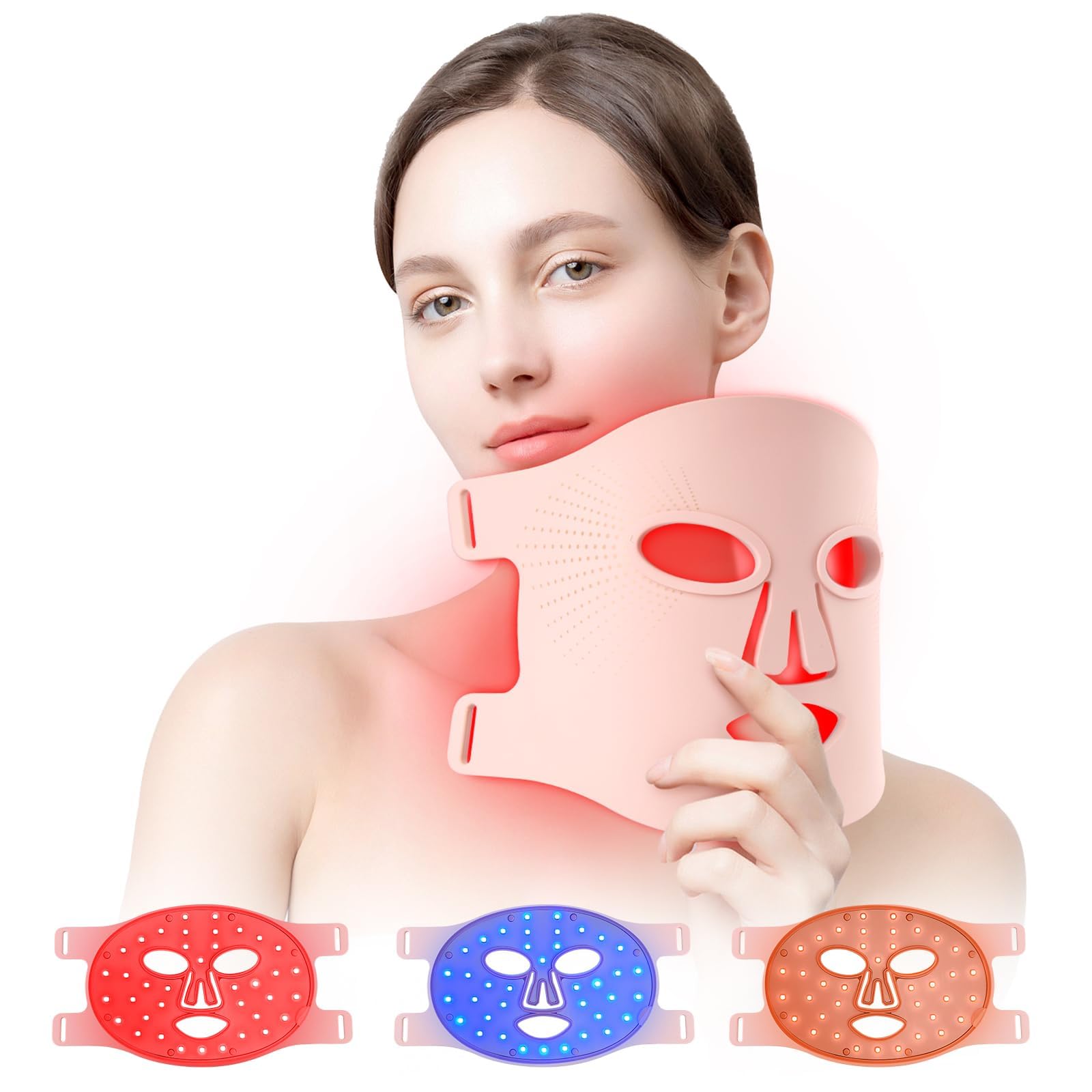USUIELIGHT LED Gesichtsmaske Lichttherapie, 3 Farben LED Maske Gesicht ...