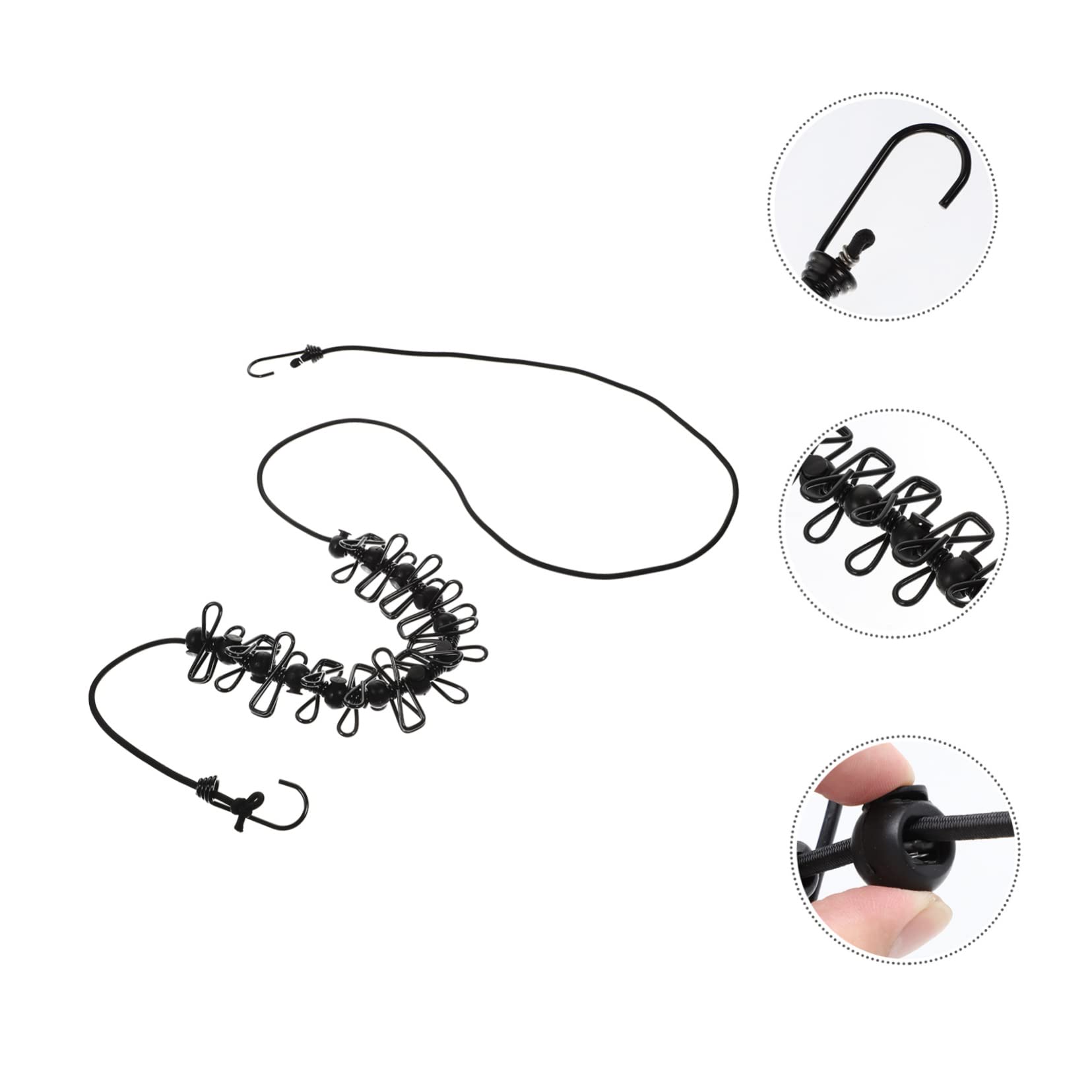 Healifty 2 Series Cuerda De Secado Exterior De Camping con Clips Y Hebillas De Posicionamiento Resistente Al Viento Y Antideslizante para Y Camping Negro 2 Piezas*2