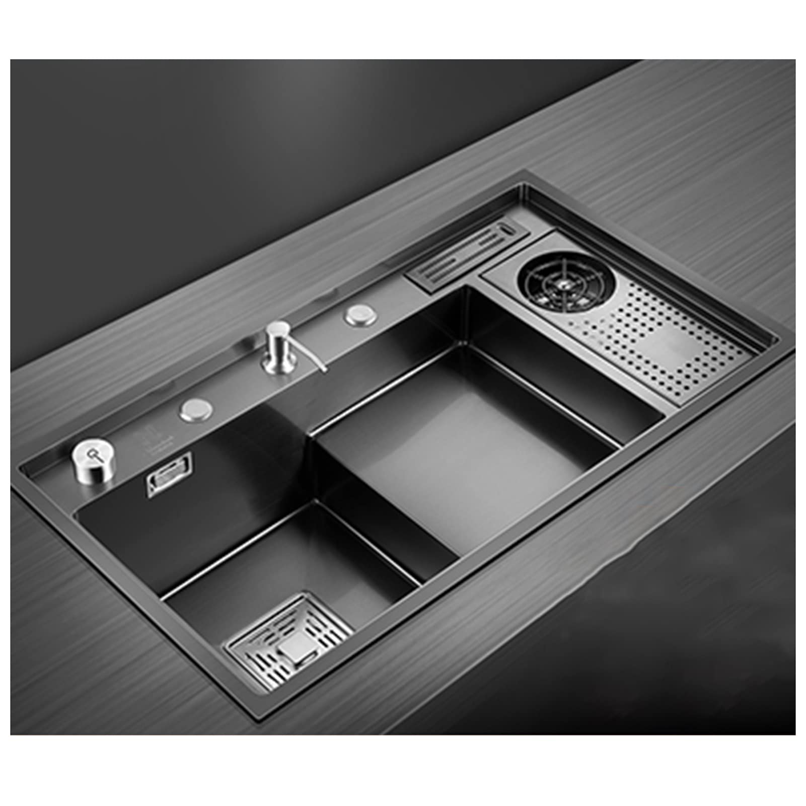CSXSXAUO Stainless Steel Kitchen Sink with Multifunctional Step Bar, Ideal for Prep Work in RV or Home Kitchen, Compatible Top Mount Undermount Installation