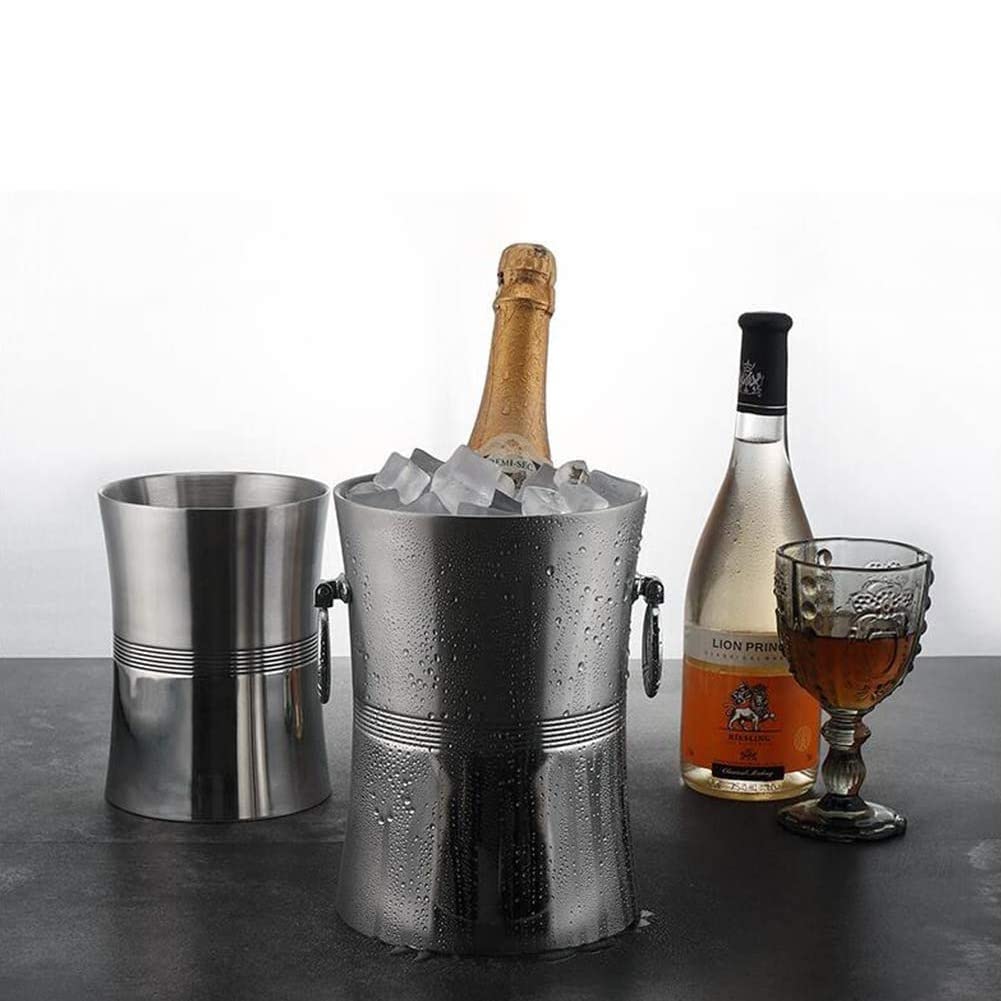 Seau à Glace En Acier Inoxydable Seau Isolé à Double Paroi Avec Couvercle Et Pinces Pour Les Rassemblements De Mariage De Fete De Bar Ktv Contenu De Haute Qualite Requis