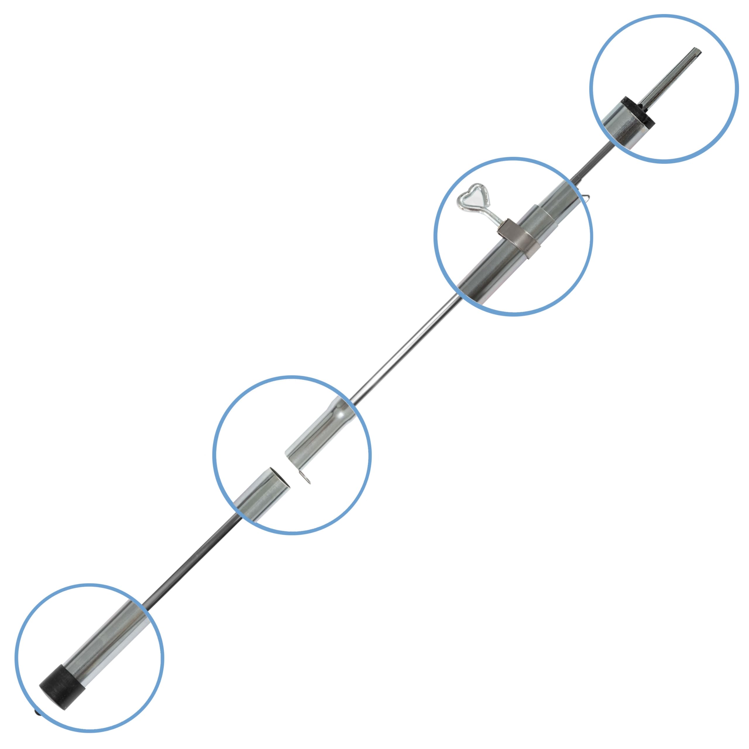 Stahl Zeltstange - mit Spitze - Teleskopstange 140-200 oder 170-260 cm - Aufstellstange Ø22/19mm oder Ø19/16mm Tarpstange - Sonnensegel