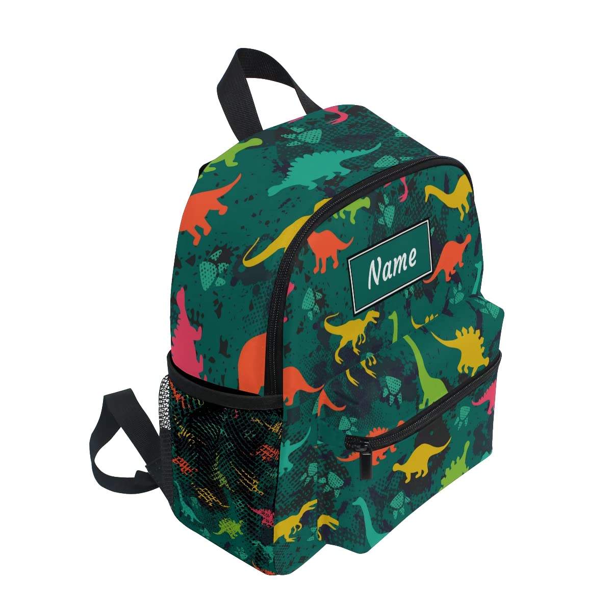SUABO Custom Toddler Backpack for Boy Girl, Childish Seamless Pattern with Dinosaurs Preschool Bag Personalized Bookbag