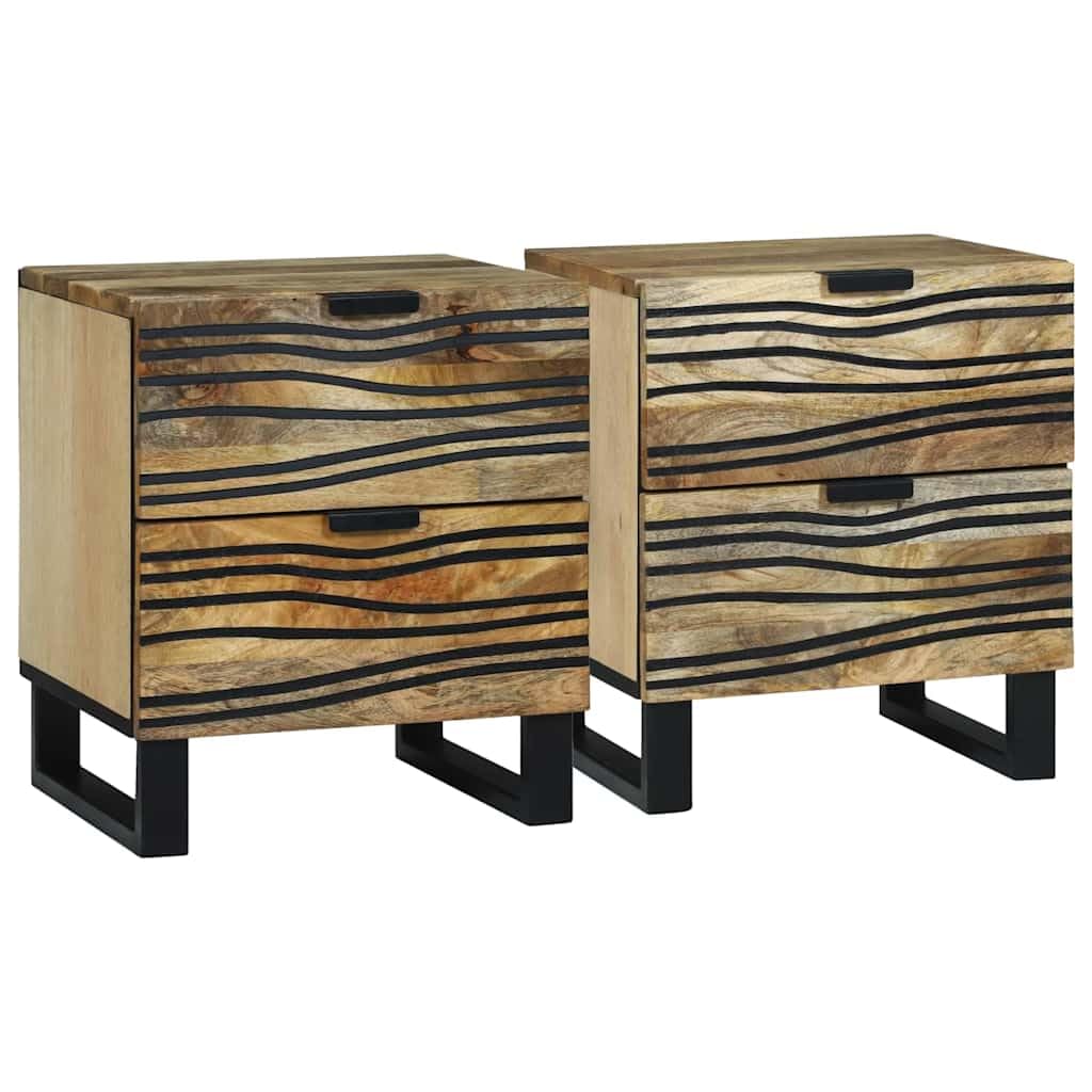 Table de chevet en acacia lot de 2 meuble bois rustique
