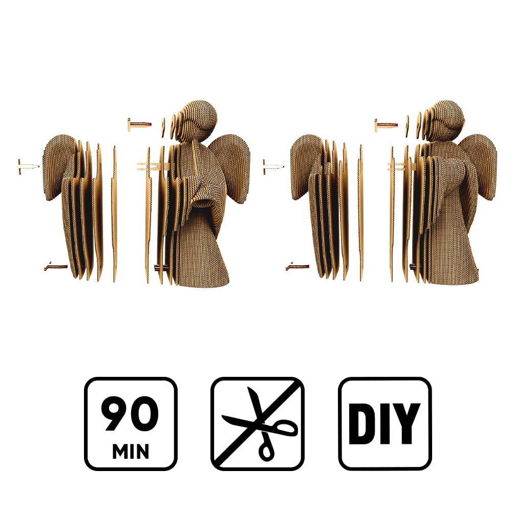 Anges Puzzle 3D en Carton – Coffret 2 Maquettes | 193 Pièces – Kit Sculptures DIY à Peindre, Matériaux Recyclés, Ados & Adultes, Idée Cadeau Déco