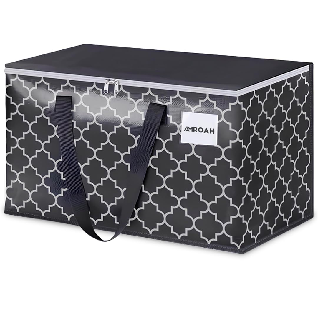 73 * 37 * 37cm Large Storage Bag 100L with Zippers & Carrying Handles, Capacity Heavy-Duty Moving Bag House Foldable Tote for Space Saving for Clothing Blanket Toys Pillows Bedding