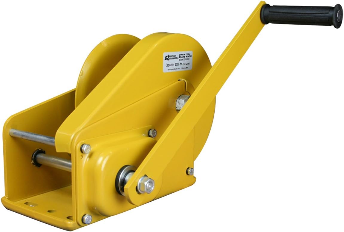 Oz Lifting OZ2000BW Wire Rope Brake Winch, 2000 lb Capacity, Carbon Steel