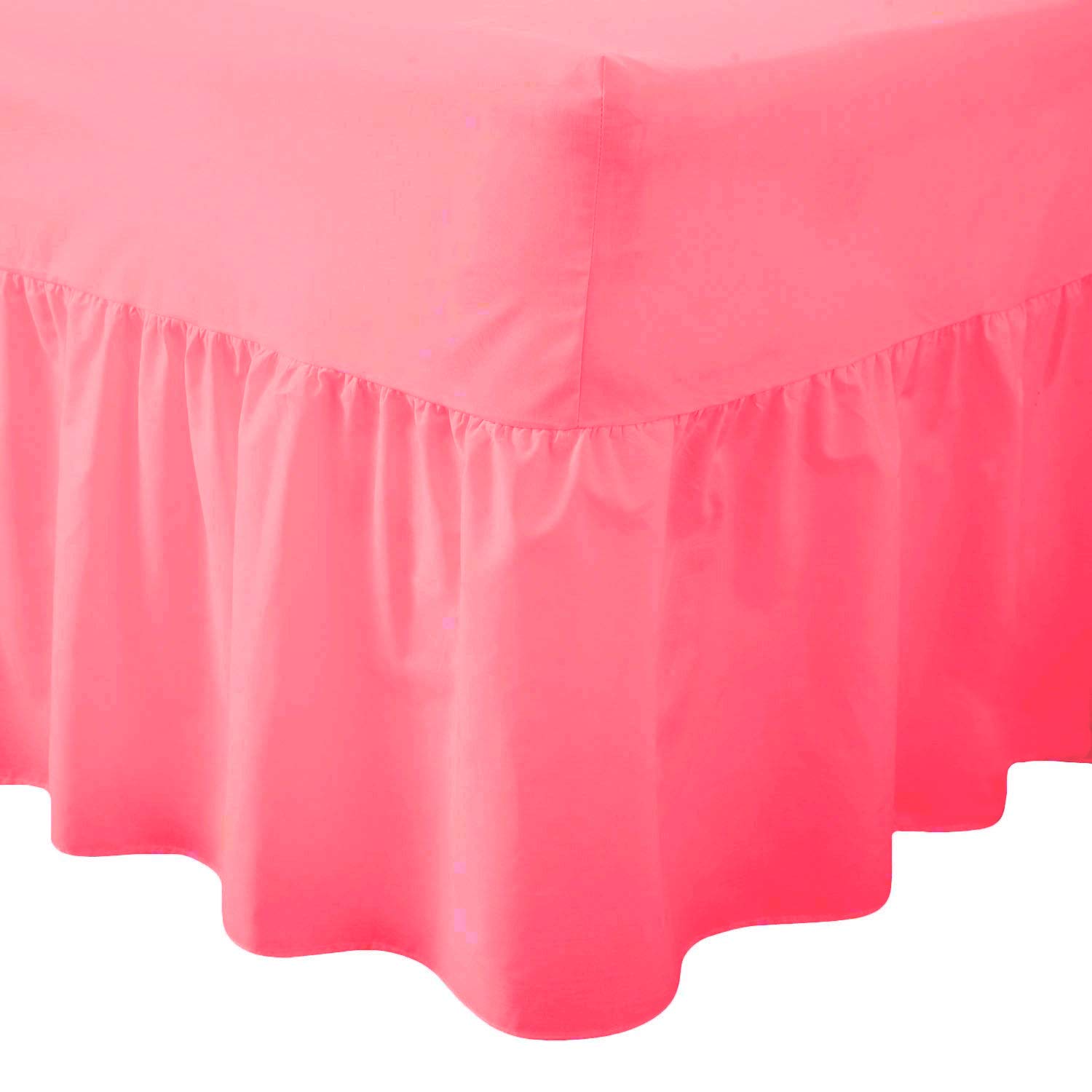 Comfy Nights Pink Plain Dyed Polycotton Easy Care Valance Fitted Sheet In 19 Colors (4Ft/Small Double, )