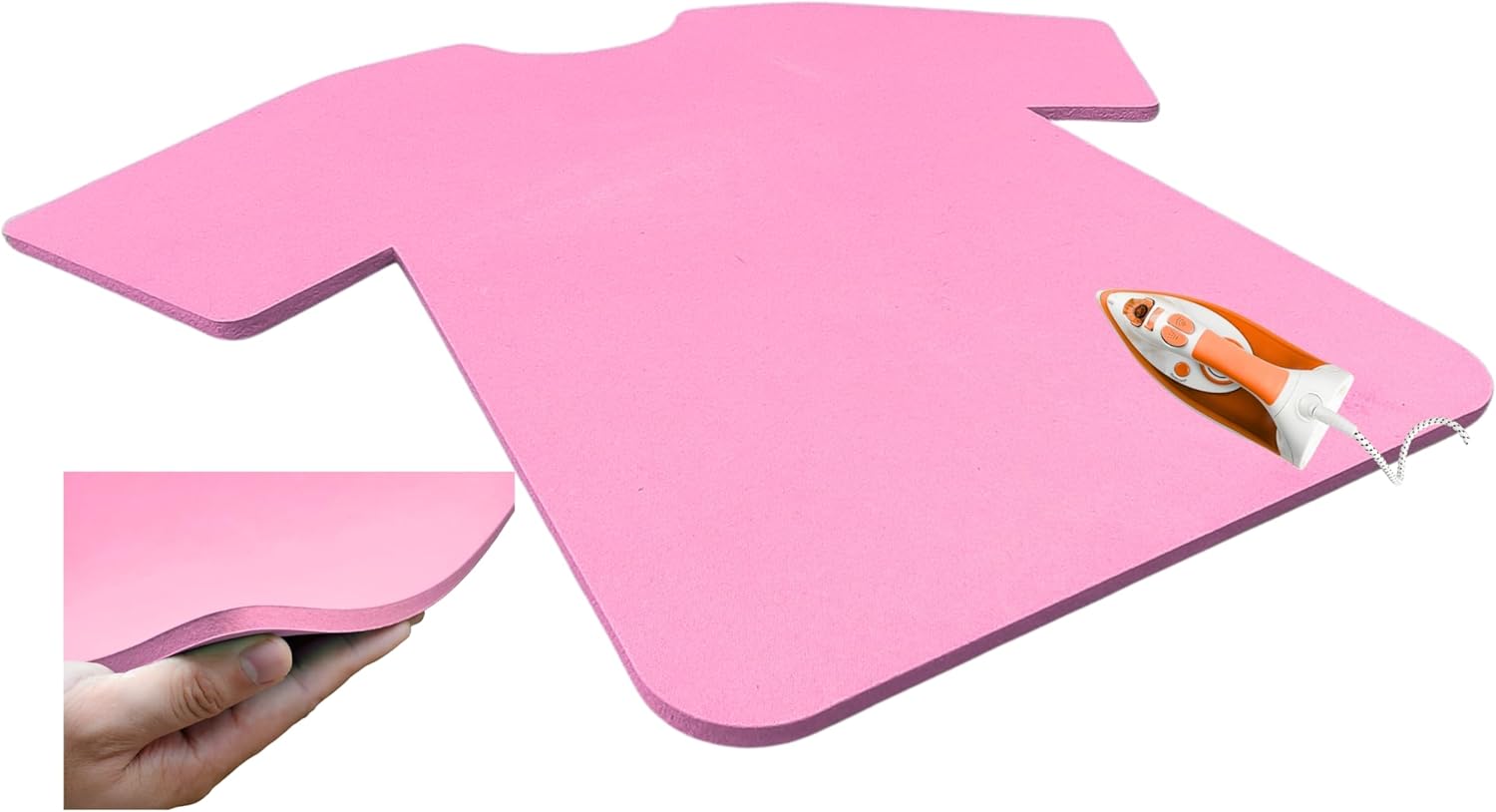 Heat Press mat with T-Shirt Shape Double Sides workable for Iron-on Heat Transfer or Craft Iron etc (Pink)