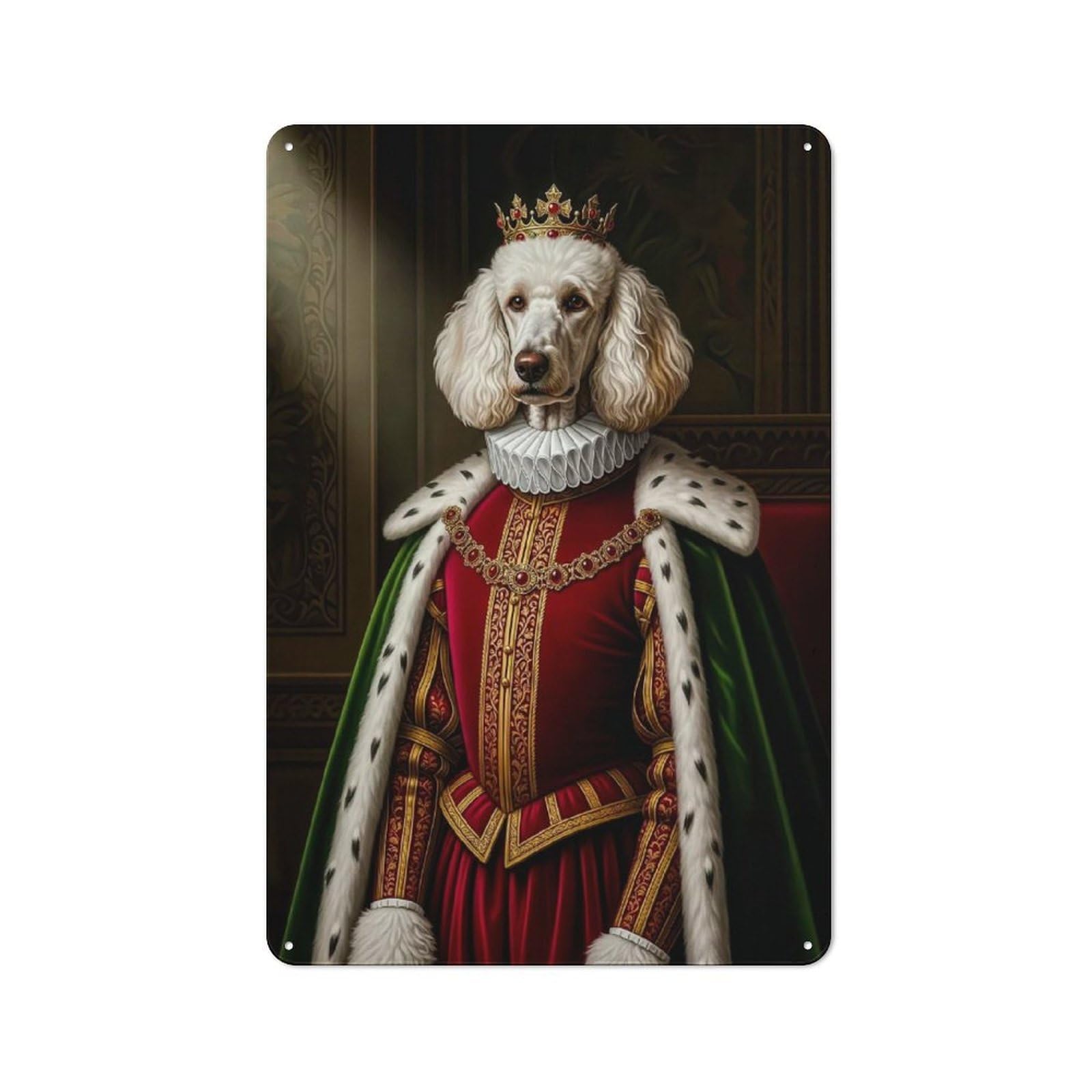 Junmoney Style-7 Metal Wall Sign 30X20cm Featuring Regal Poodle Portrait For Garage Wall, For Kitchen, Dining Room And Home Bar Wall Decor