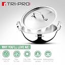 TriPro Triply Stainless Steel 22cm Deep Kadai, 2.3L Kadhai with Stainless Steel Lid, Durable Stay Cool Handles, Healthy Cooking, Consumes Less Oil, Easy to Clean - Induction and Gas Stove Ready gallery image