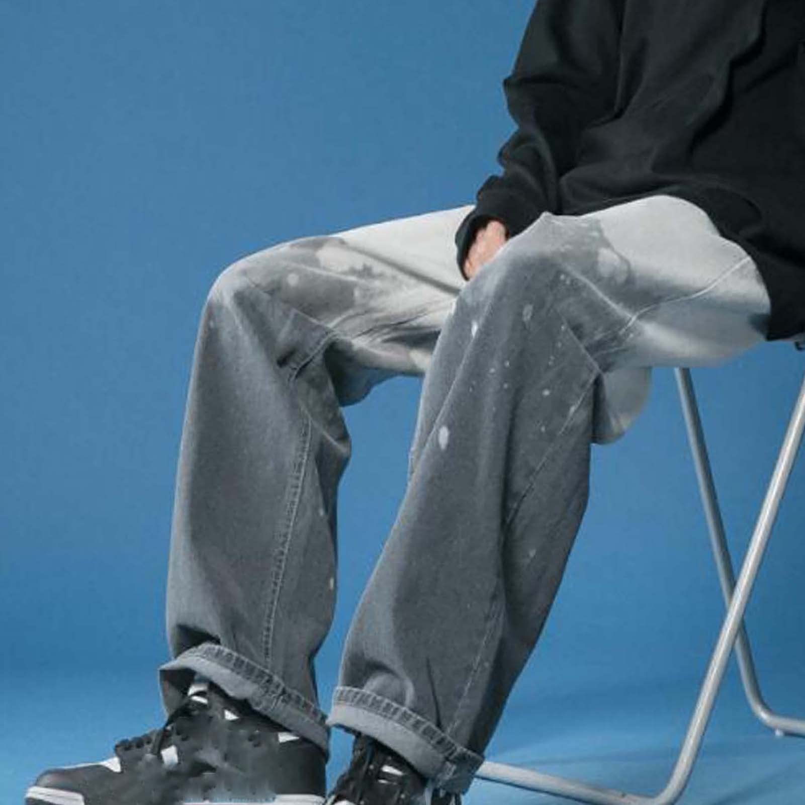 Dżinsy Modne Fajne Dye Dye Jeans Mężczyźni Hip Hop Jeans Spodnie Proste Mężczyźni Jeans Casual Stright Moda Jean Spodnie męskie dżinsy