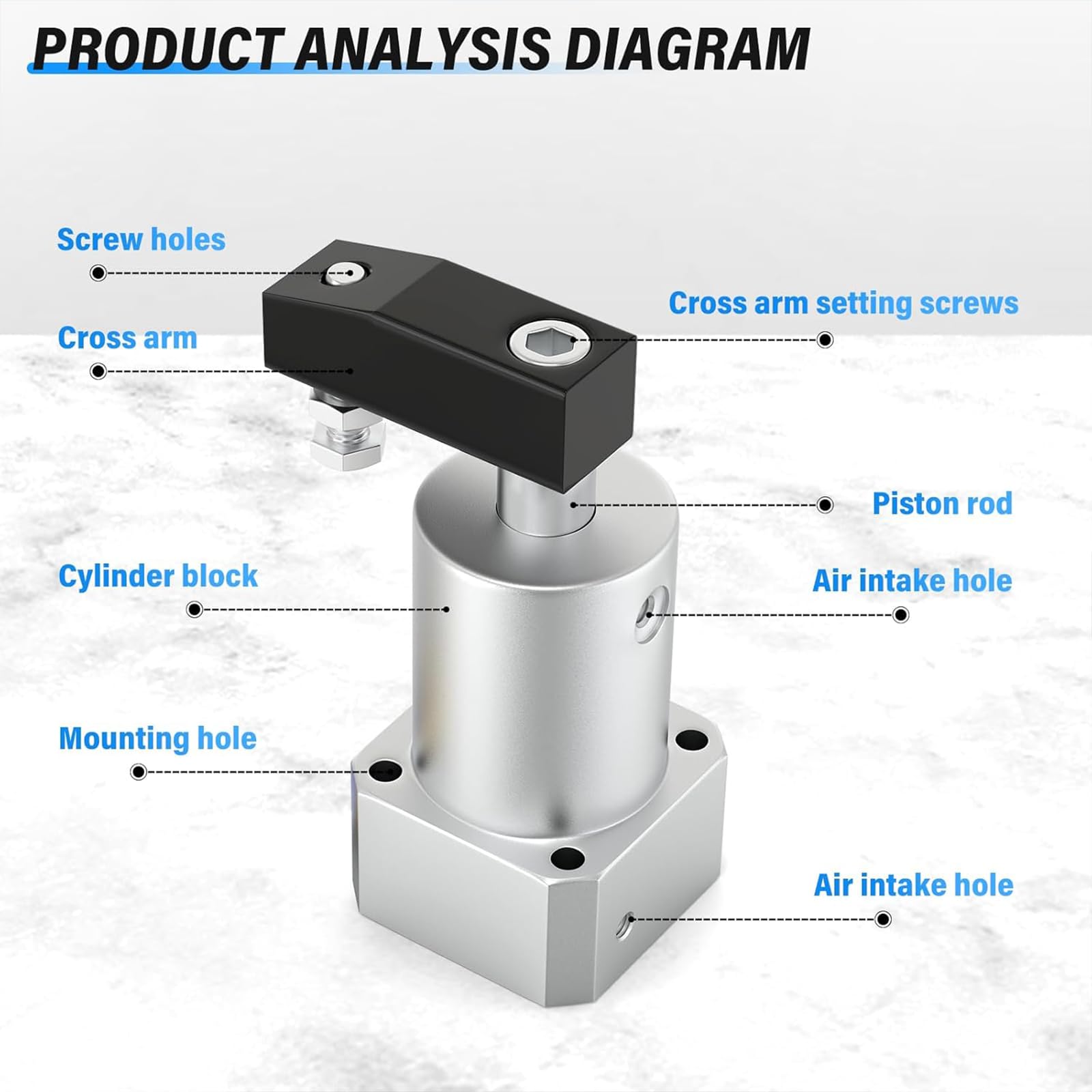 TAILONZ PNEUMATIC Vérin de rotation à gauche Angle de rotation pneumatique de 90 degrés, angle de serrage rotatif du vérin de pression inférieur, vérin rotatif de serrage par pression ACK25×90L