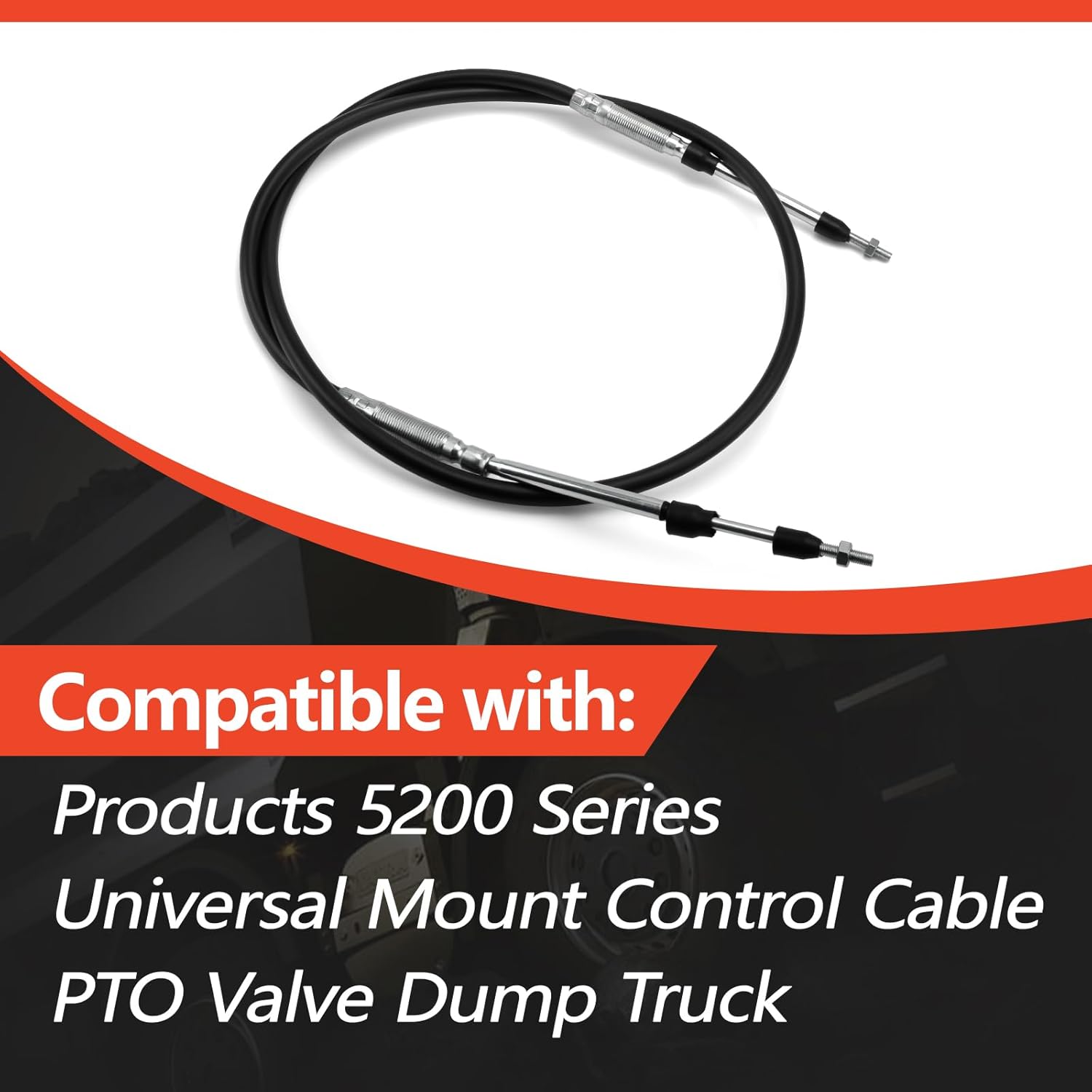 compatible 72" Universal Control Cable Fit for Products 5200 Series Mount PTO Valve Dump Truck 5203BBU072