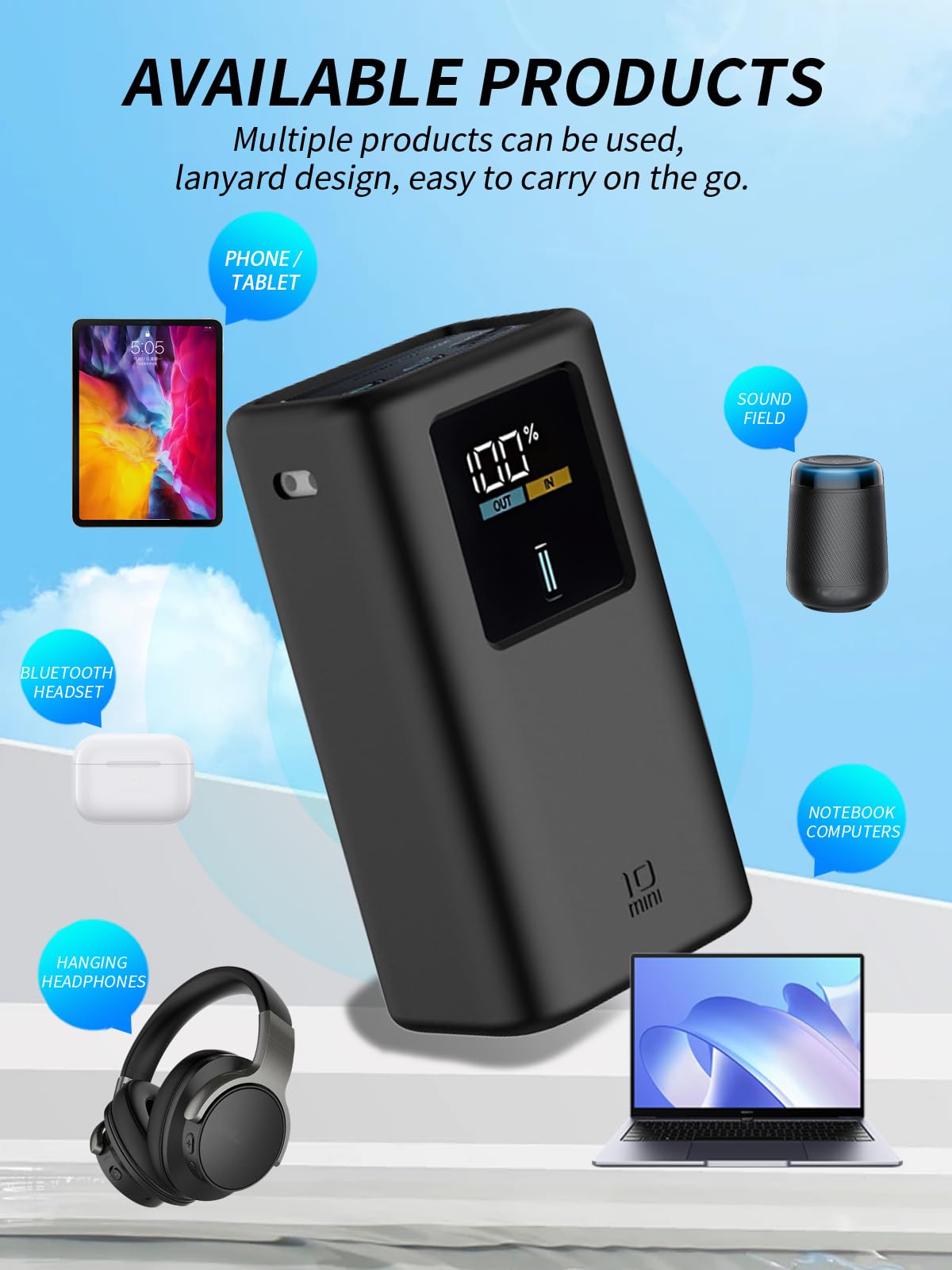Etui do CUKTECH 10 Mini Power Bank 10000 mAh 55 W, yystao etui ochronne – przyjazne etui silikonowe – nadaje się do wielokrotnego prania, odporne na zarysowania, kapanie, czarne