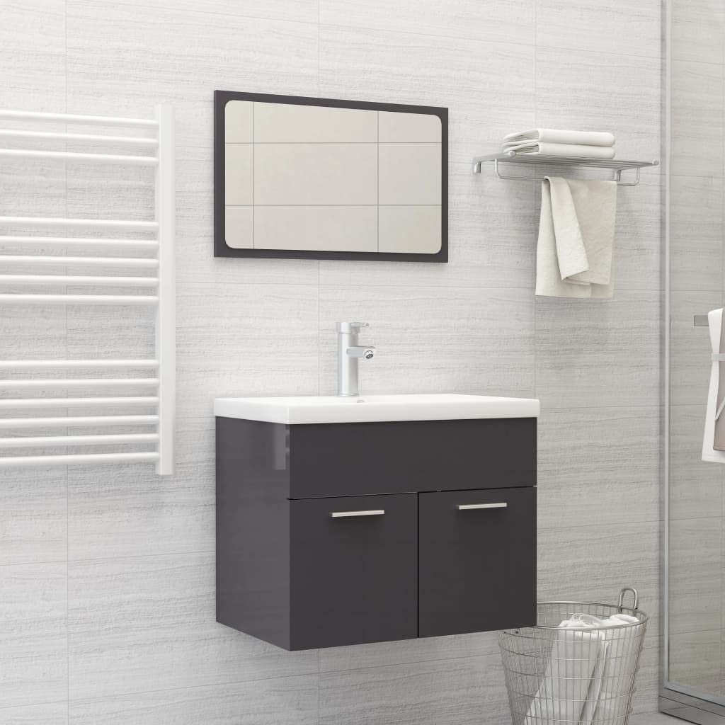 Muebles de baño de 2 piezas para organizar tu aseo con estilo gris brillante