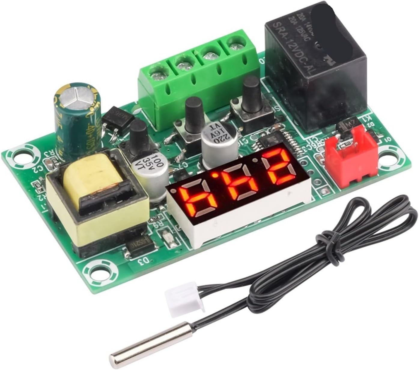 5pcs W1209 LED Digital Thermostat Temperature Controller Thermometer Switch Module Waterproof NTC Sensor AC 110-220V(Blue)