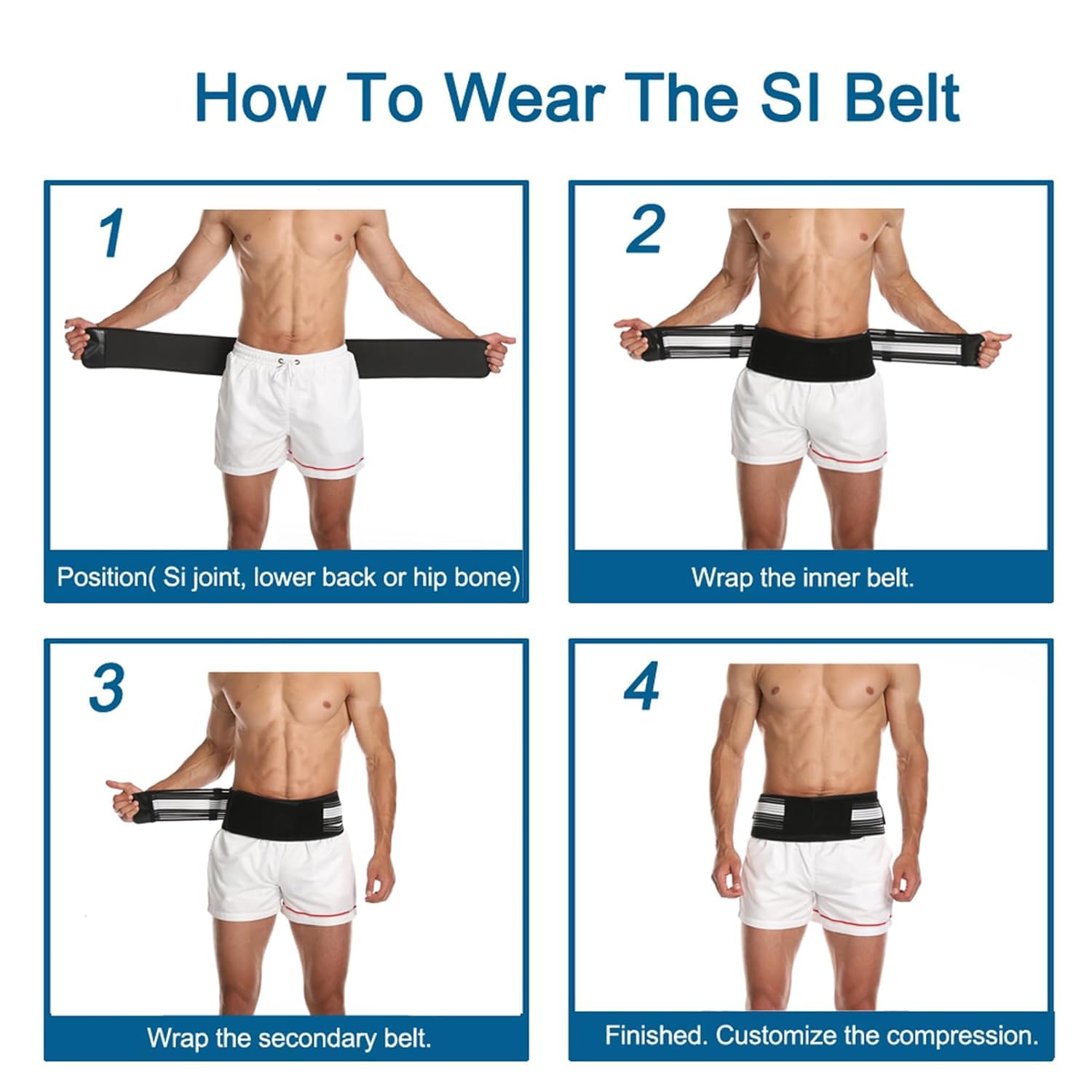 MEBISO Sacroiliac Hip Belt for Men and Women That Alleviates Sciatic, Lower Back Pain, Back Brace Provides SI Joint Pelvic Support Nerve Compression & Stability, Trochanter Brace Plus 3