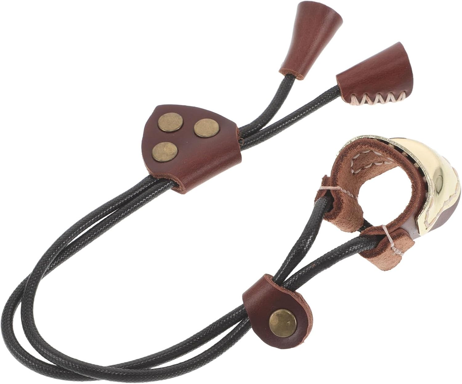 Hemoton Traditional Brass Finger Tab Bowstring Finger Guard Thumb Sleeve Archery Protector Hunting Archery Gear for Men, Red Brown Small Size