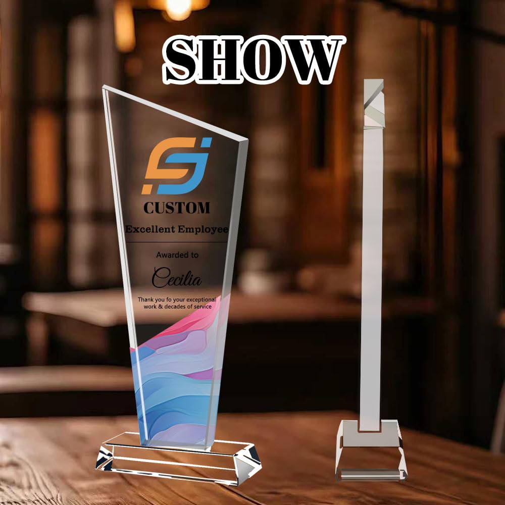 Quilia Trophée en Cristal personnalisé | Personnalisable avec Texte, Logo et Photo | Cadeaux pour Reconnaissance des employés, Entreprise, Sport et écoles - 4