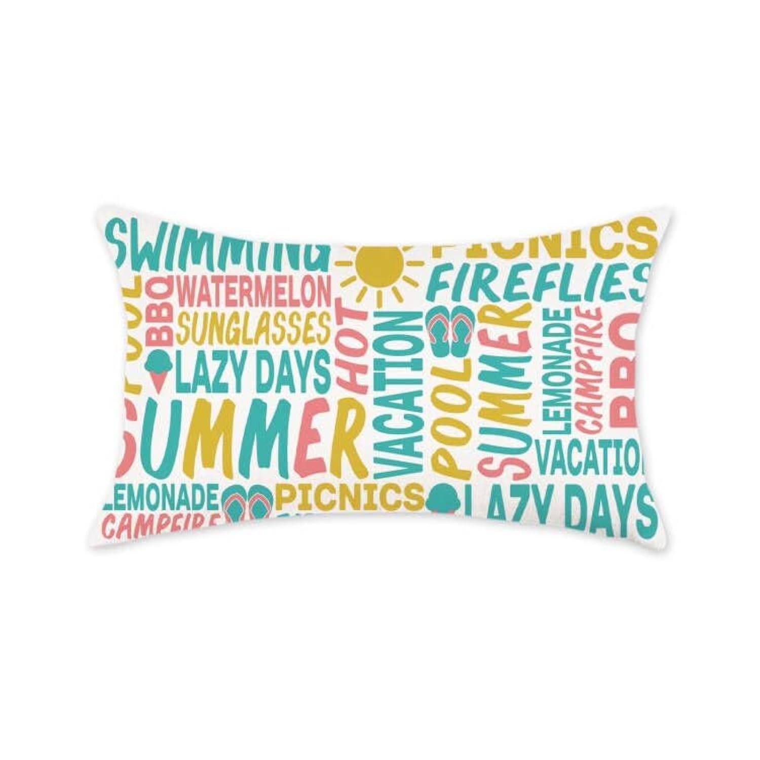 HOMFREEST Summer Pillow Cover 12x20 Inch Summer Saying Sun Decorative Pillows Outdoor Beach Patio Cushion Case for Sofa Couch