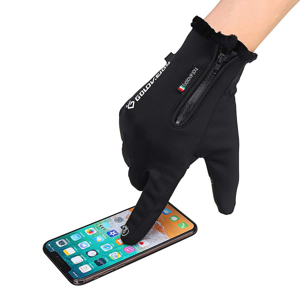 Amélioré Imperméable À l'eau Tactile Gants pour Moto Cyclisme Ski Hommes Noir S
