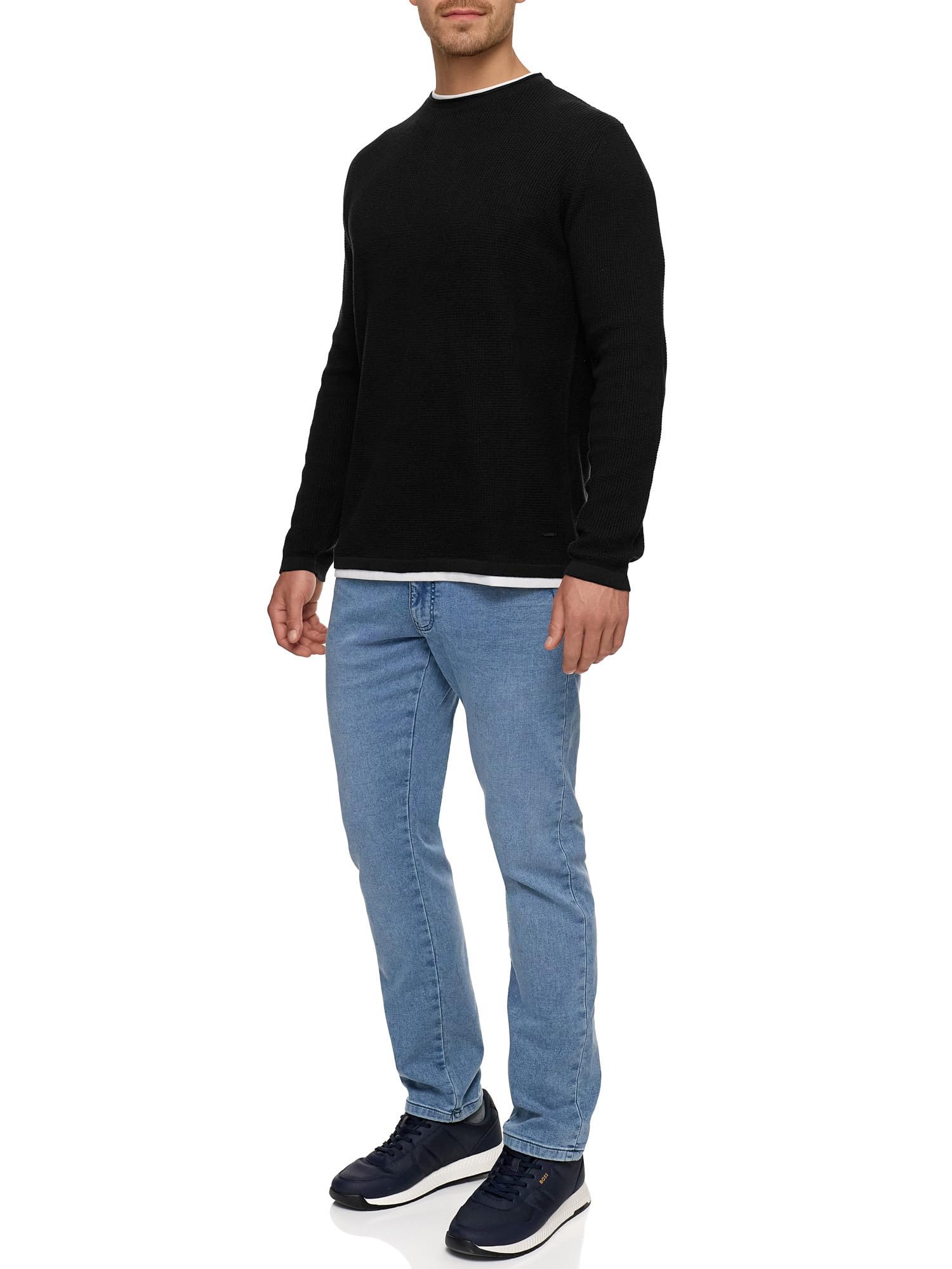 Indicode Herren INVillads Strickpullover Cardigan mit Rundhals-Ausschnitt