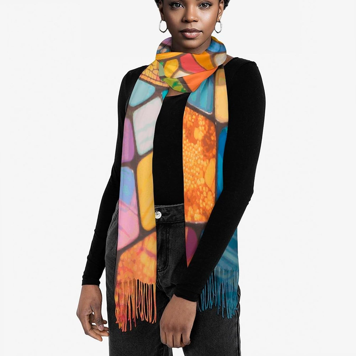 Stained Glass Dragonfly Scarf for Women Men Classic Fashion Blanket Scarves Soft Cashmere Feel Scarf Cold Weather Warm Long Shawl Winter Large Scarves Classic Blanket Scarfs Thick