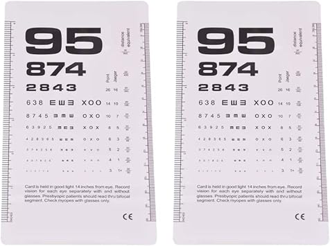 Sandyseptember Pocket Eye Chart With PD Ruler, Eye Test Chart Combos Kit For Near Vision Test, Visual Acuity Exam And PD MeasurementDigital-2pcs