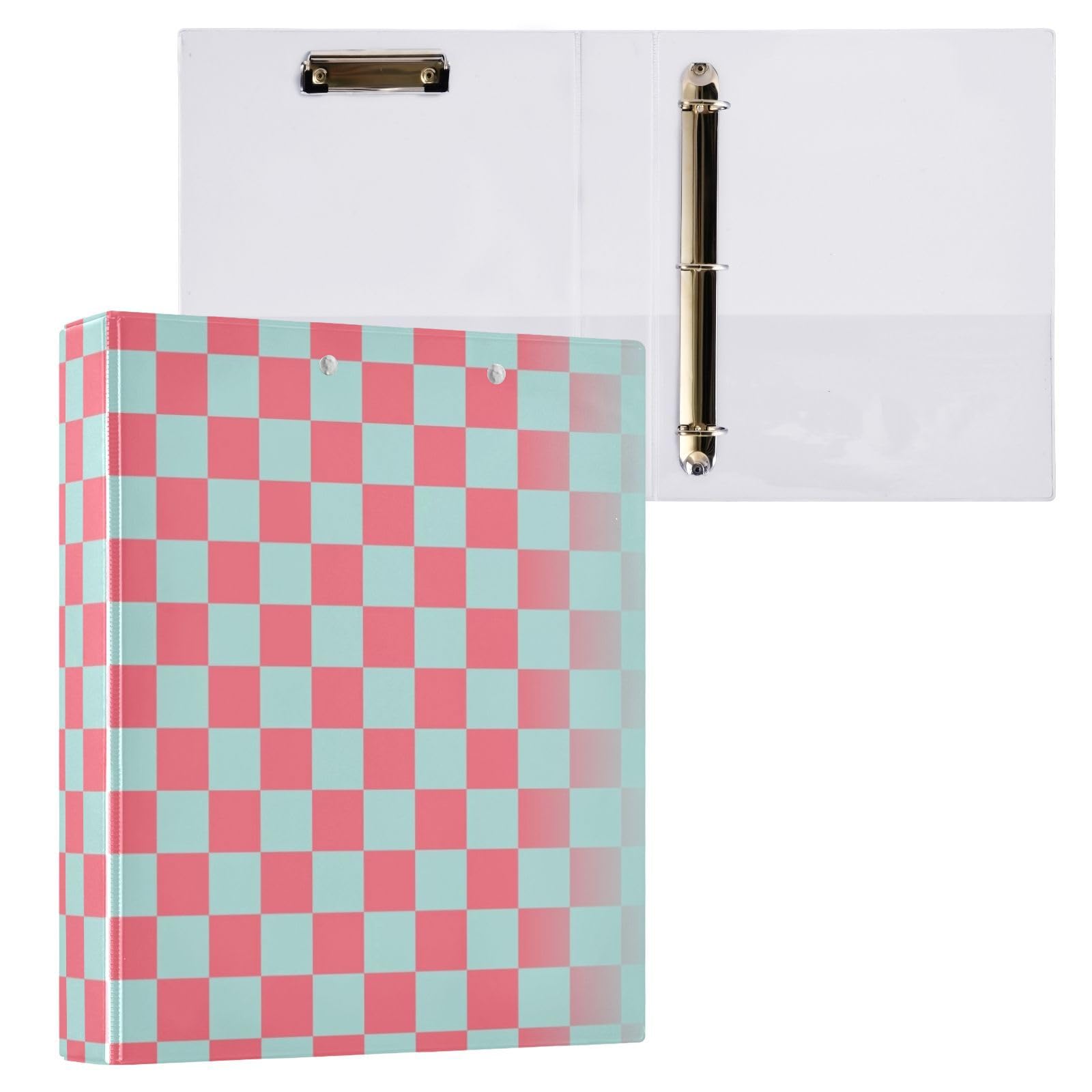 3,8 cm große Ordner, blau-rosa Schachbrettmuster