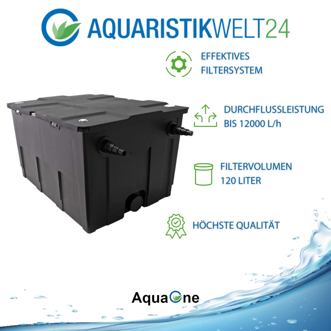 AquaOne Filtr do oczka wodnego CBF-550 I filtr przepływowy do stawów o pojemności do 60 000 litrów I Bio filtr do stawu z łatwą i nieskomplikowaną obsługą I łatwe czyszczenie I czysta woda w stawie