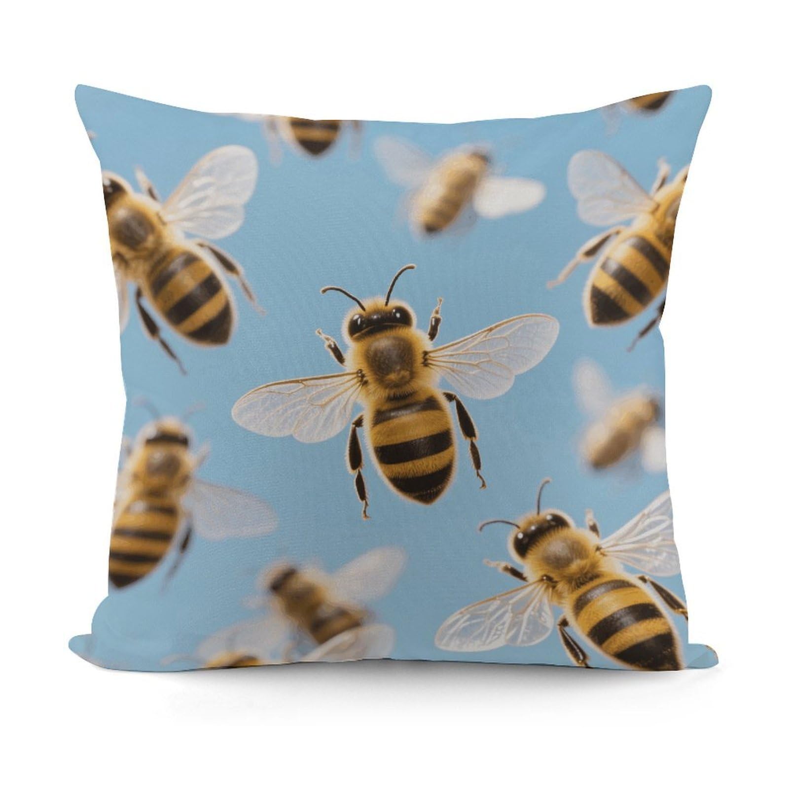 VstaDank Bee Pattern Pillow Cover with Invisible Zipper Square Throw Pillowcase Plush Couch Sofa Pillow Case 18x18 Inch Decorative Throw Cushion Covers for Sofa Living Pillowcover