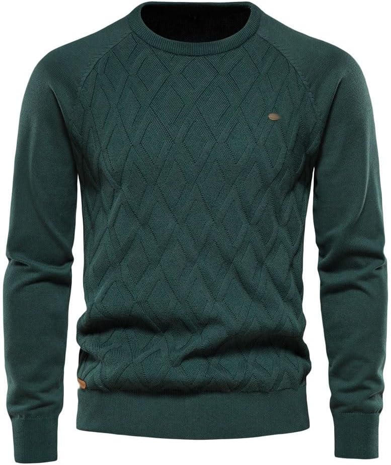Winter Cotton Sweater Pullover Solid Color Knitted Men
