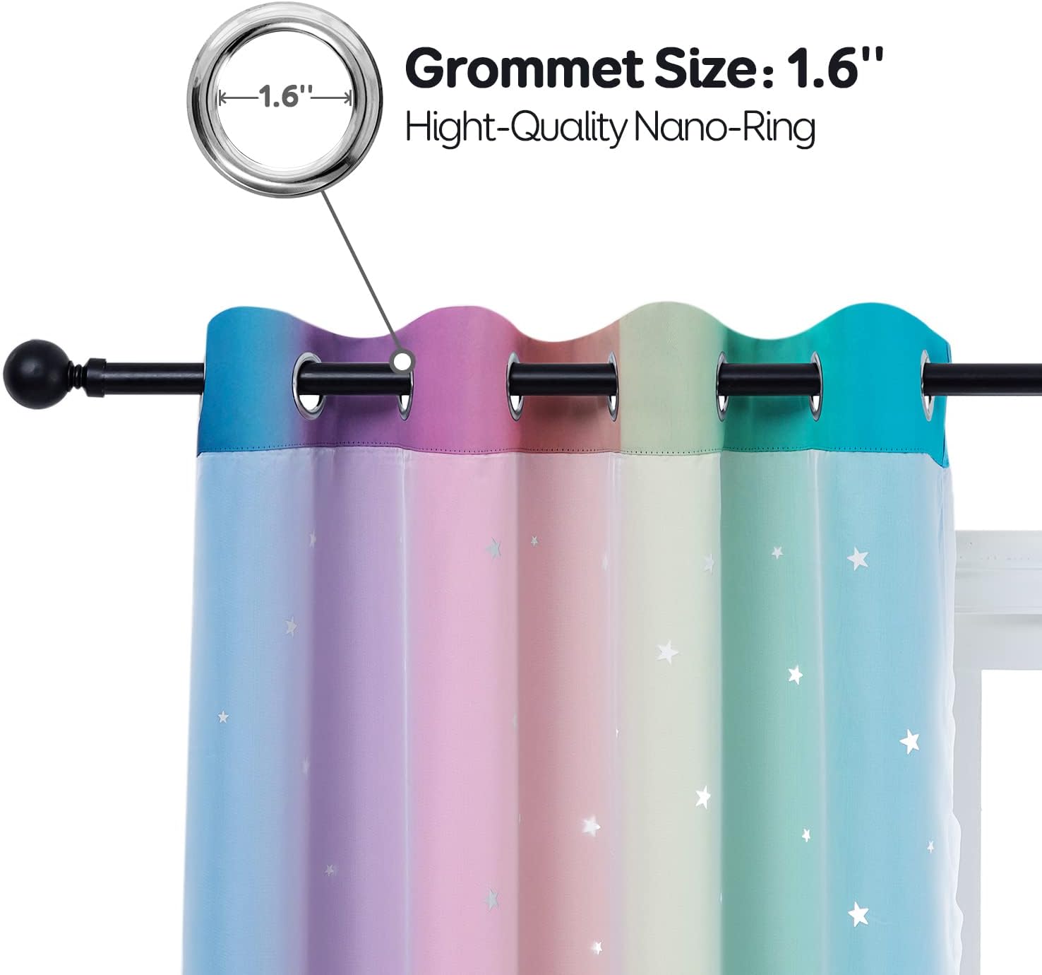 Best Promo Anjee Star Curtains for Kids 2 in 1 Double Layer Blackout Curtains Grommets Top Star Cutout Ombre Rainbow Curtains with Sheer for Living Room Girls Bedroom 2 Panels in 52 x 63 inch, Pink and Yellow