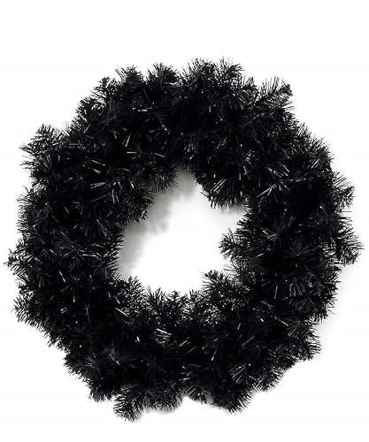 24-Inch Perfect Holiday Canadian Pine Black Artificial Christmas Wreath - Full and Lush Indoor and Outdoor Holiday Decor for Welcoming Guests, Front Doors, Mantles, and Seasonal Celebrations