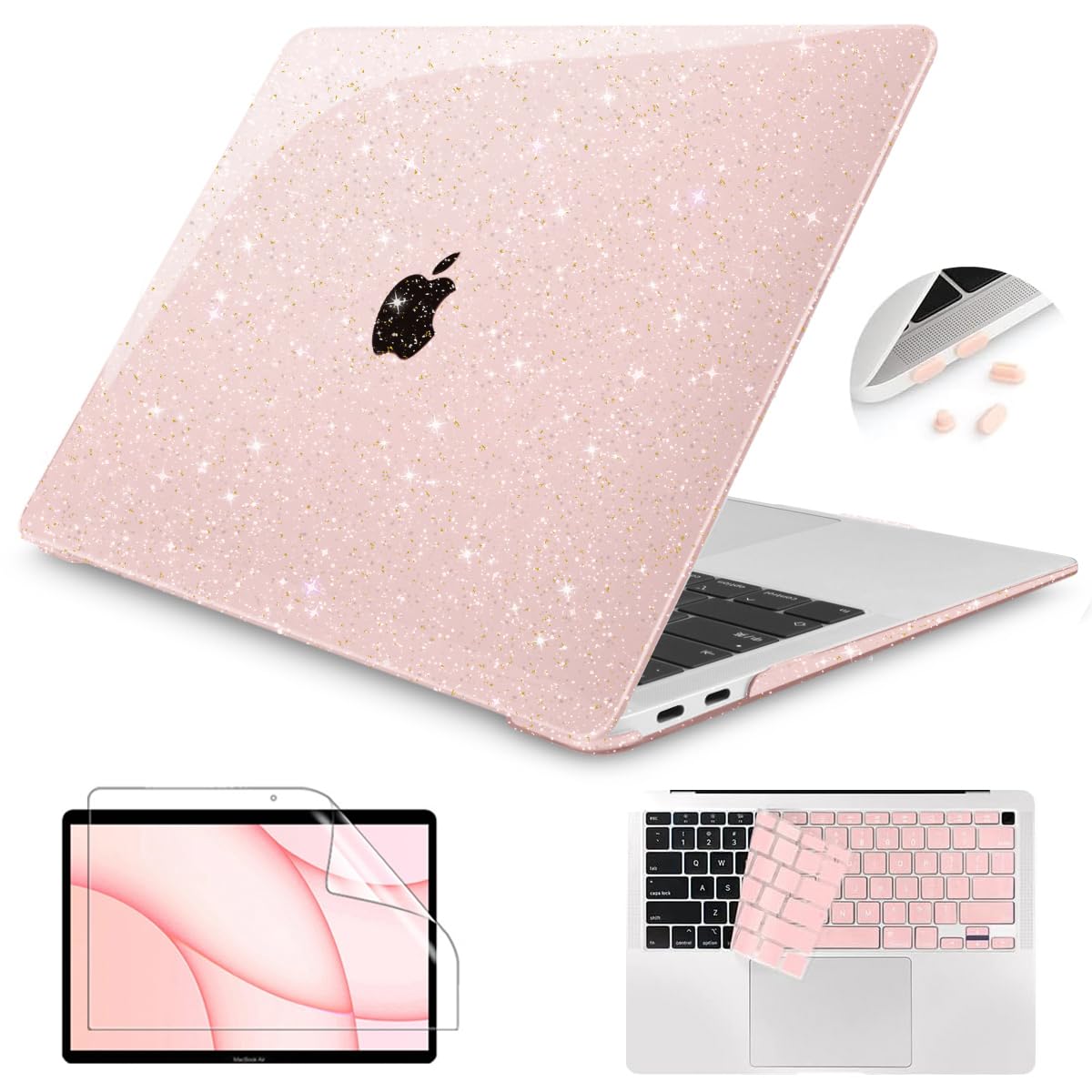 Teryeefi Funda para MacBook Air de 13 pulgadas 2021 2020 2019 2018 versión A2337 M1 A2179 A1932, funda rígida brillante compatible con MacBook Air de 13 pulgadas Retian Touch ID, flor de cerezo con