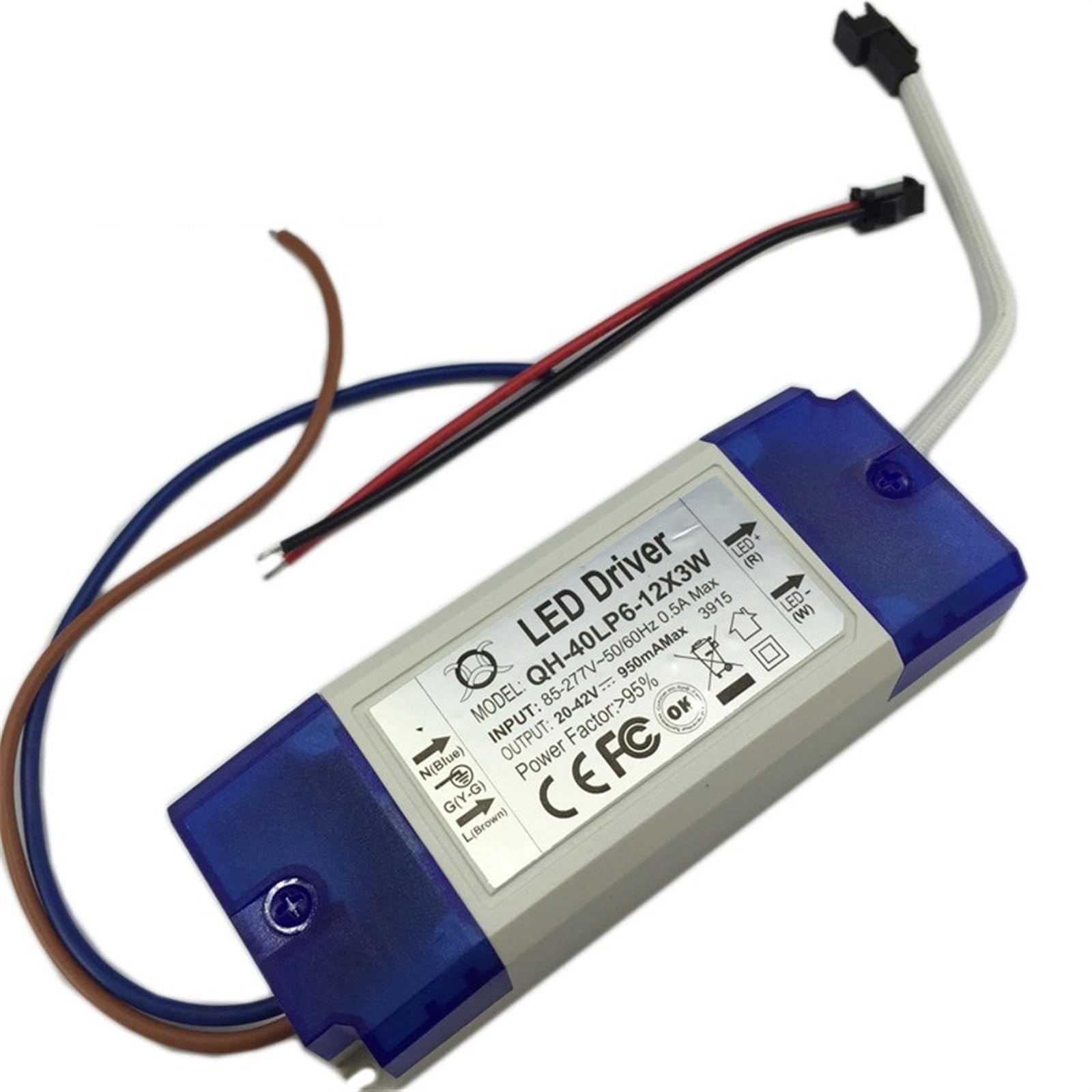 Fcarumiqp 1 Pcs Constant Current Led Driver Power Supply 900Ma 20W 30W 40W 6-12X3w Dc20-42V Plastic Case Lighting(1 Pcs)