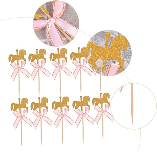 Miniatura 7 de 50 adornos para cupcakes de caballo con purpurina con cinta, decoraciones únicas para pasteles de caballos para fiestas de cumpleaños y