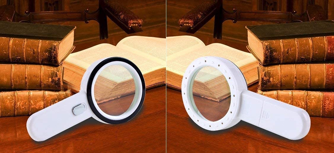Leselupe, HD-Handlupe, 4,2 Zoll, 20-fache Vergrößerung, mit 12 LEDs, große transparente optische Linse, Beleuchtung, ideal zum Lesen, Nähen und für Hobbys.