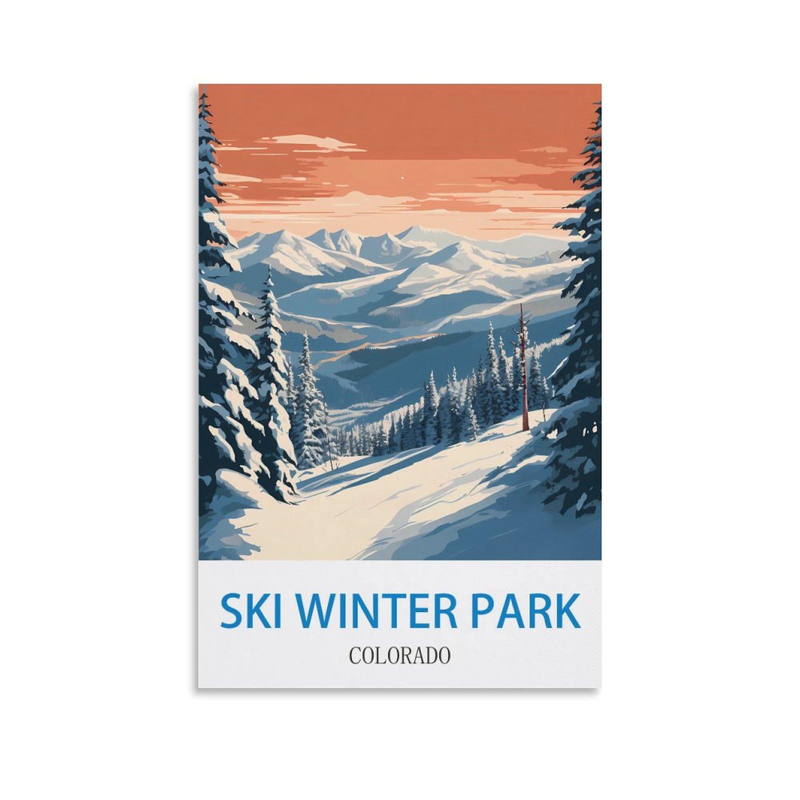 Fzyuen Unframe-Style Ski Winter Park Colorado Vintage Travel Poster 08X12inch(20X30cm) Canvas Wall Art Prints For Wall Decor Room Decor Bedroom Decor