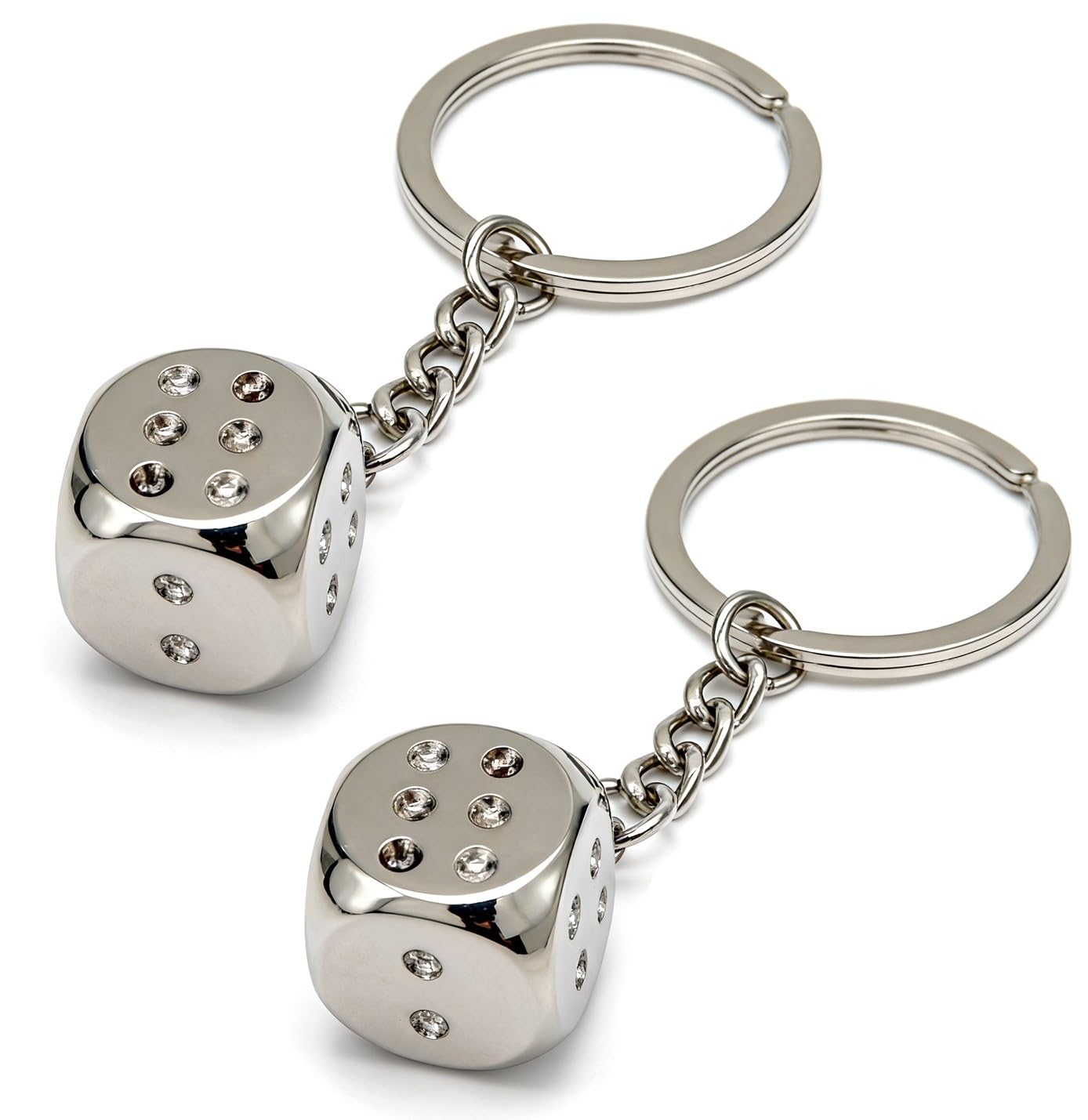 Moydolo 2 Pack Dice Keychain Charms Fortunate Amulet Gift Lucky Key Chains Ring Pendant for Boys Girls Men Women