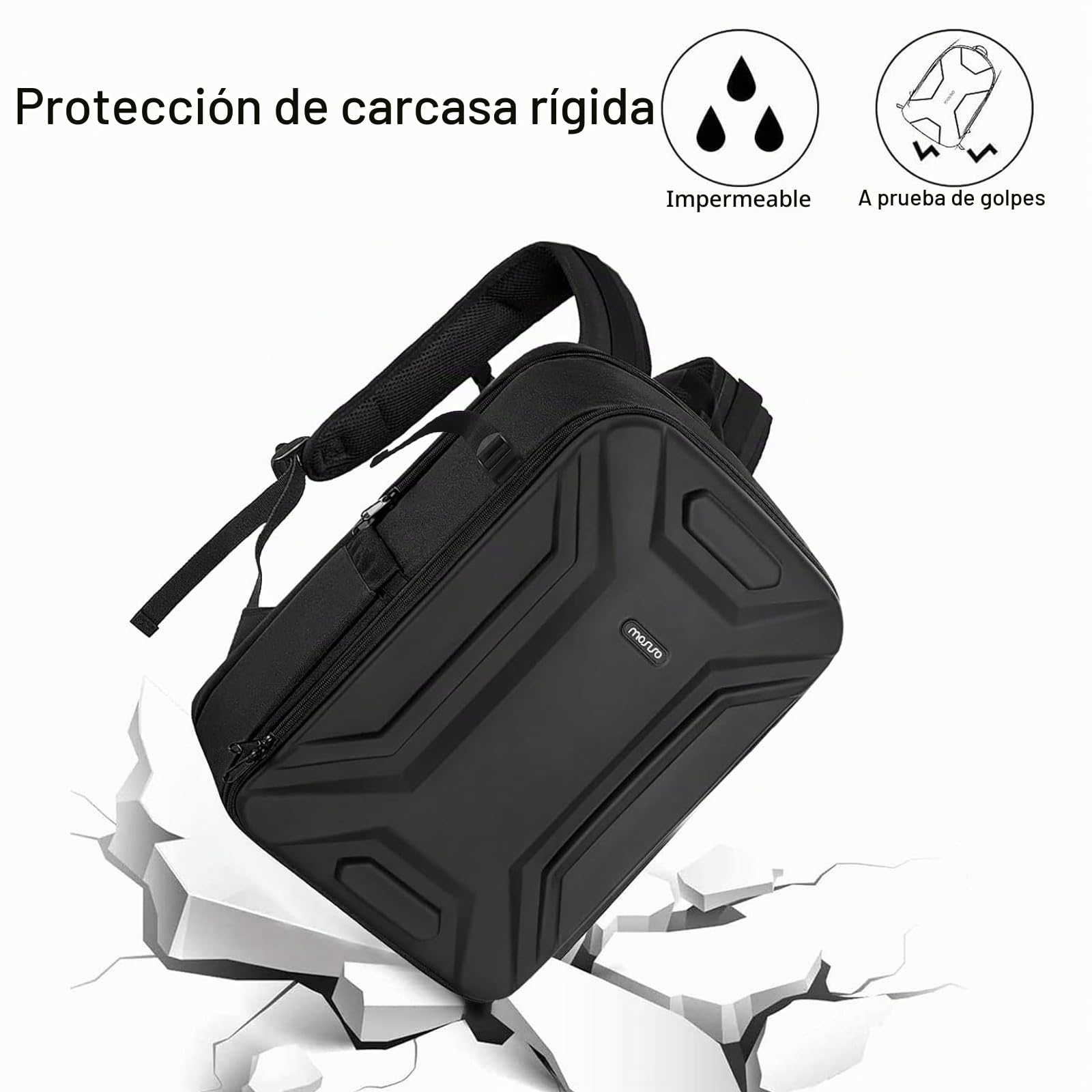 MOSISO Mochila Cámara Impermeable, Geométrica Simétrica con Soporte para Trípode y Compartimento para Portátil 15-16 pulgadas, Compatible con Canon/Nikon/Sony/DJI Mavic Drone, Negro