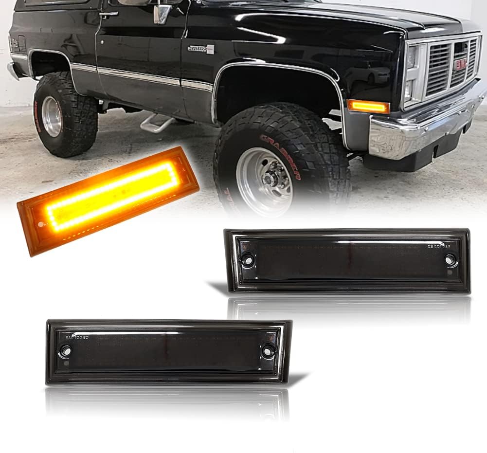 Smoked Lens Switchback LED Turn Signals For 1985-1992 Chevy Camaro | Front Bumper DRL & Dynamic Amber Signal