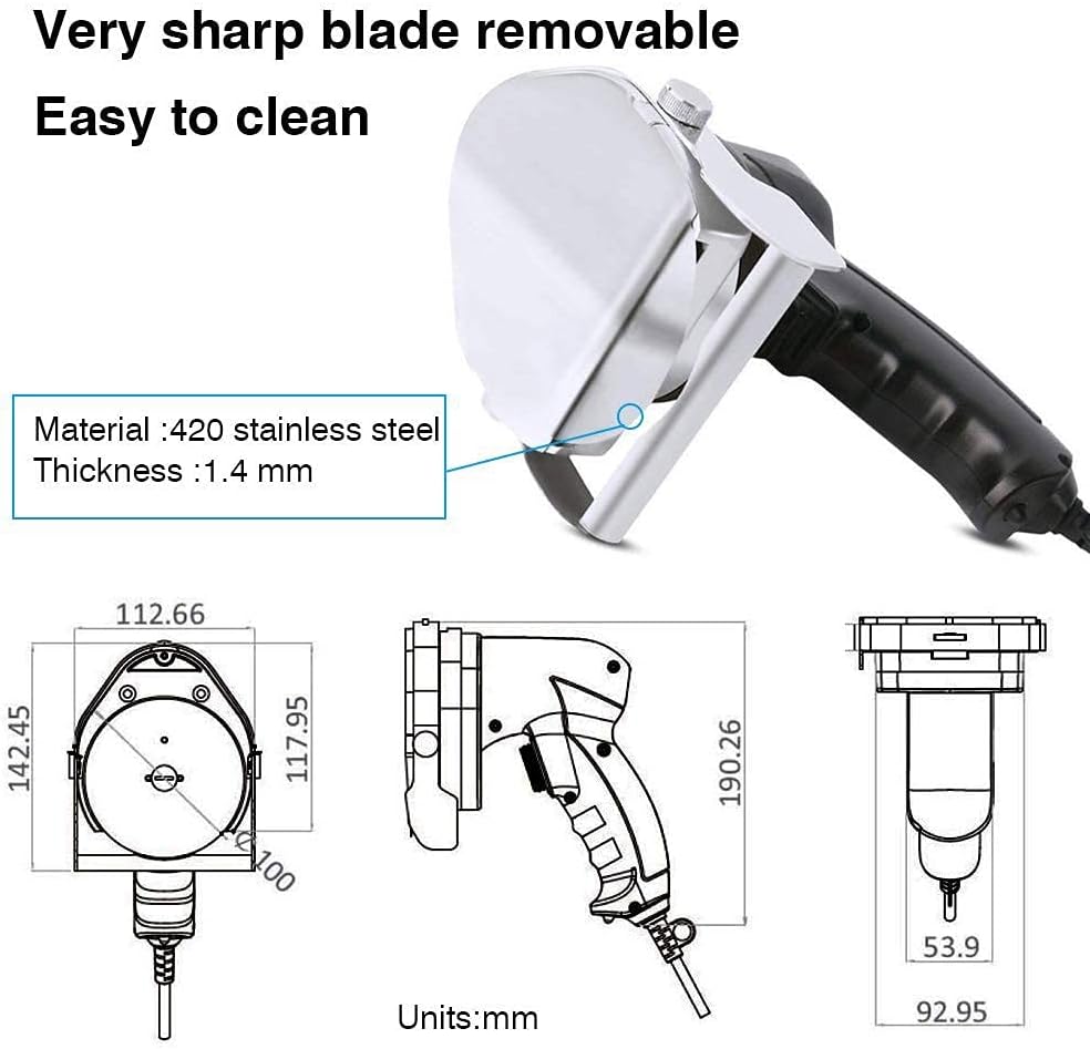 Electric Meat Slicer Machine, Handheld Turkish Kebab Knife Electric 80W for Commercial Home Use Suitable for Restaurants, Restaurants, Hot Pot Restaurants, Etc. (Black)