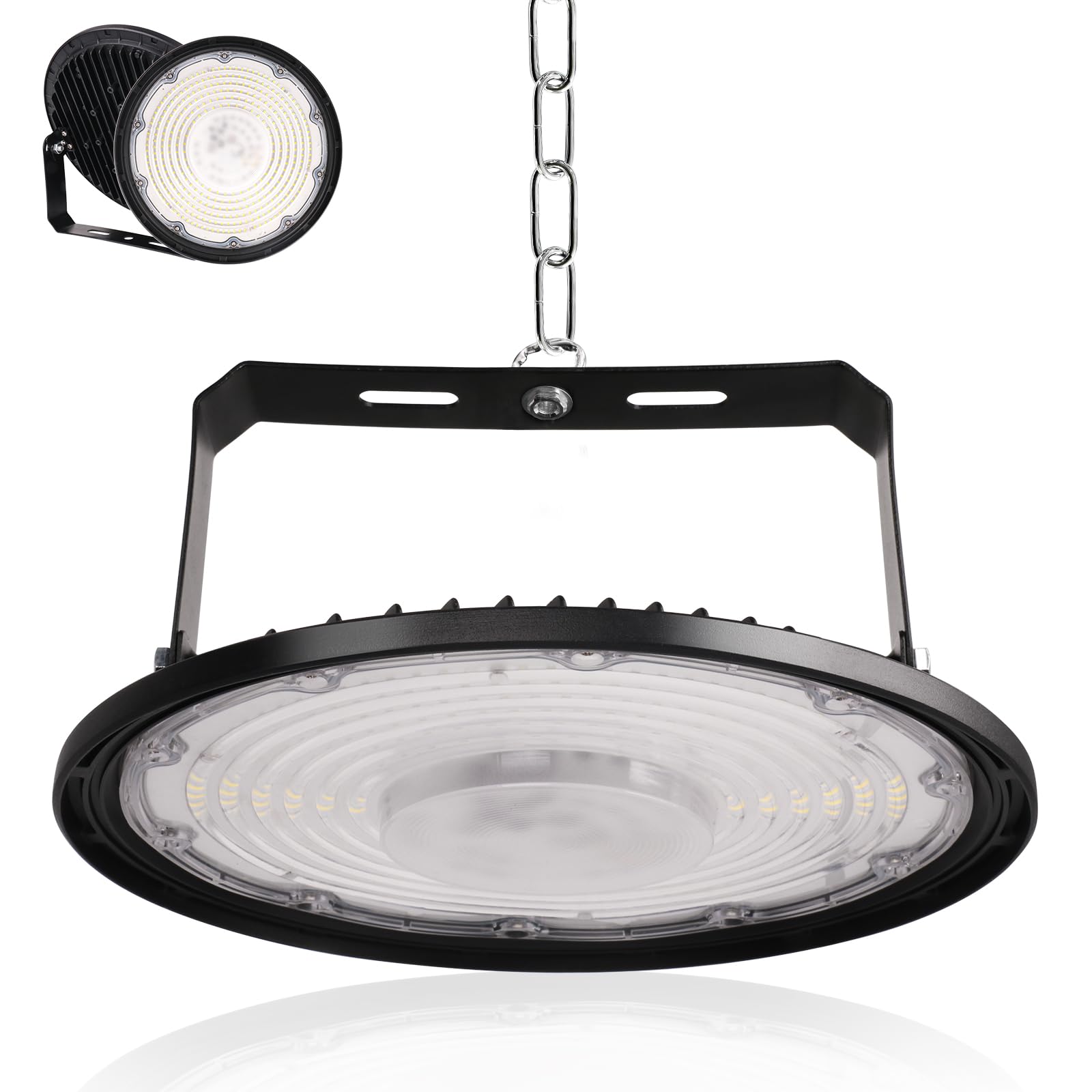 Fosingut 300W Industrial LED Floodlight,30000LM High Bay Spot Light Workshop Lighting,Cool White 6500K IP65 Waterproof UFO Ceiling Light LED Interior Chandelier for Warehouse,Factory,Hall,Gym