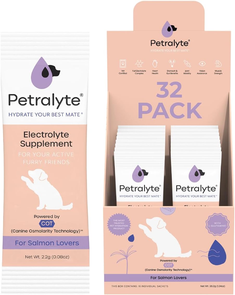 Dog Electrolytes and Joint Supplement | Hydration Support for Dogs w/Glucosamine, Chondroitin & More | Electrolytes for Dogs with Prebiotics | Unflavored | 32 Packets