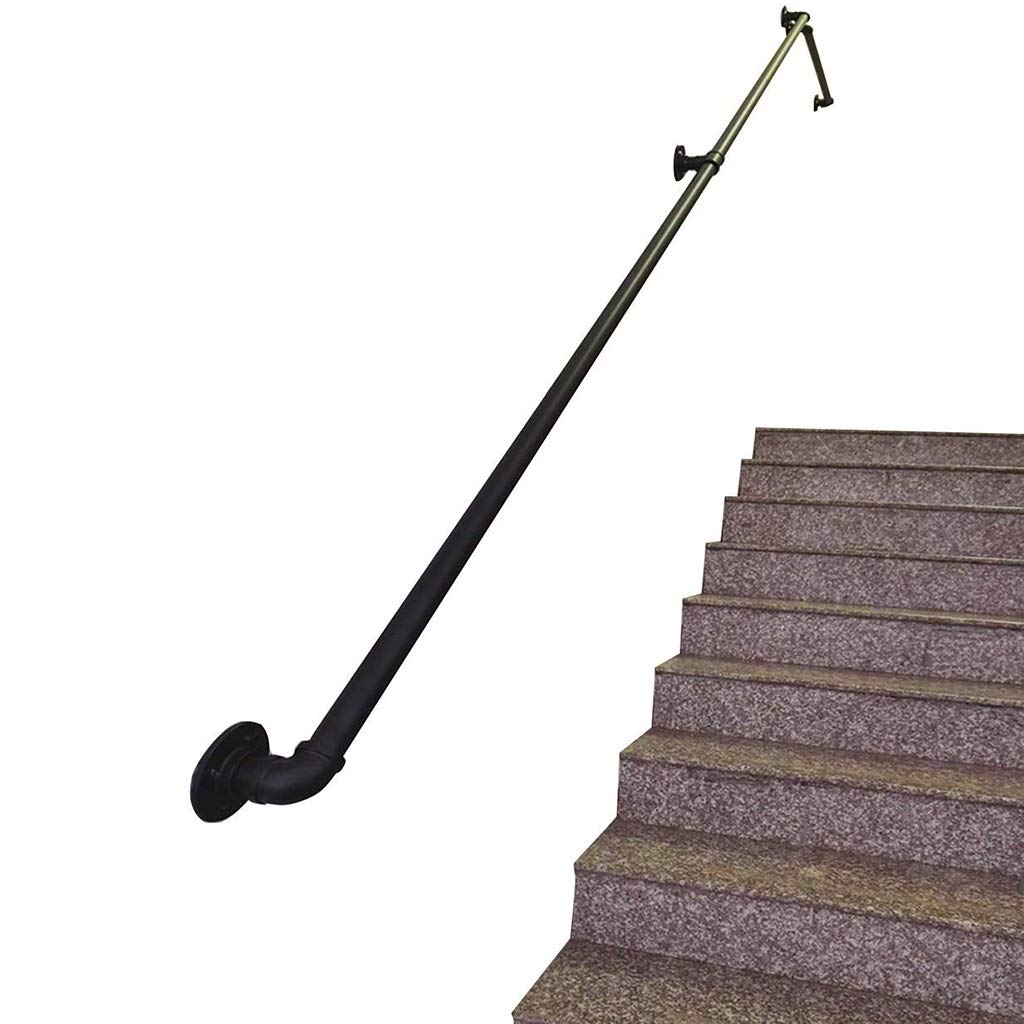 Rampe d'escalier antidérapante industrielle de 12 pieds en fer forgé mural
